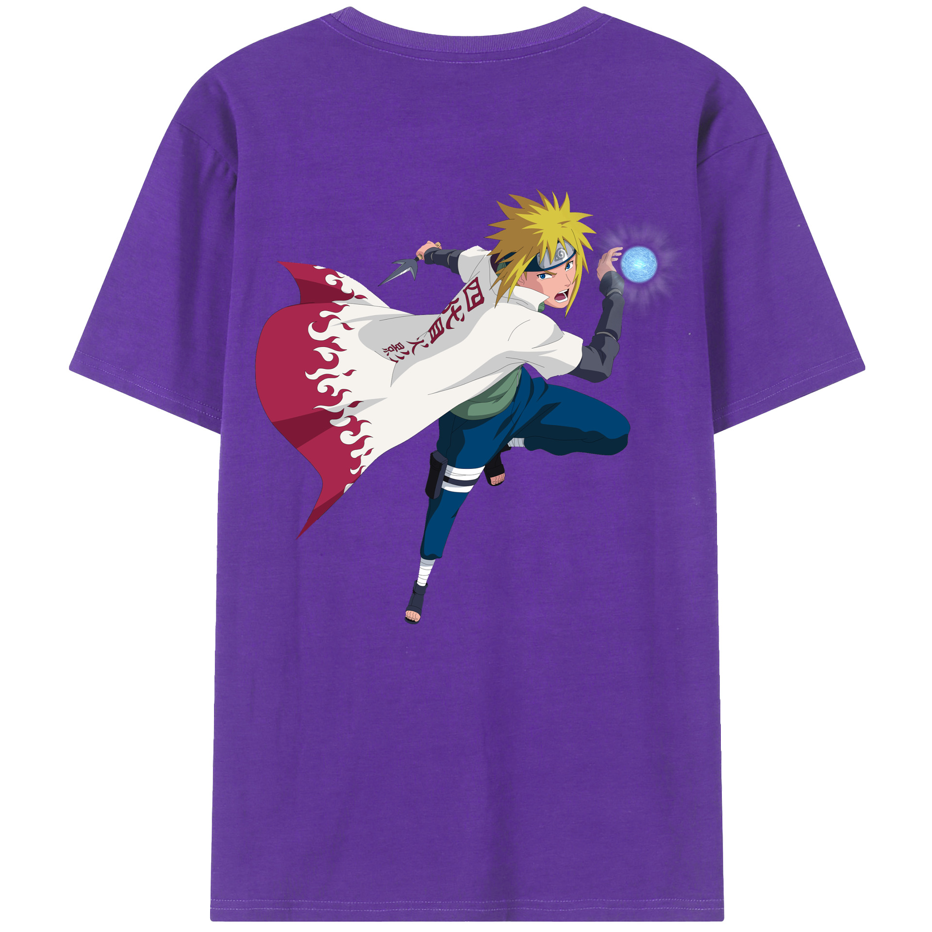 （画像用） NARUTO -ナルト- 波風 ミナト Namikaze Minato 綿100％ メンズ半袖Tシャツ（バックプリント） 通気性