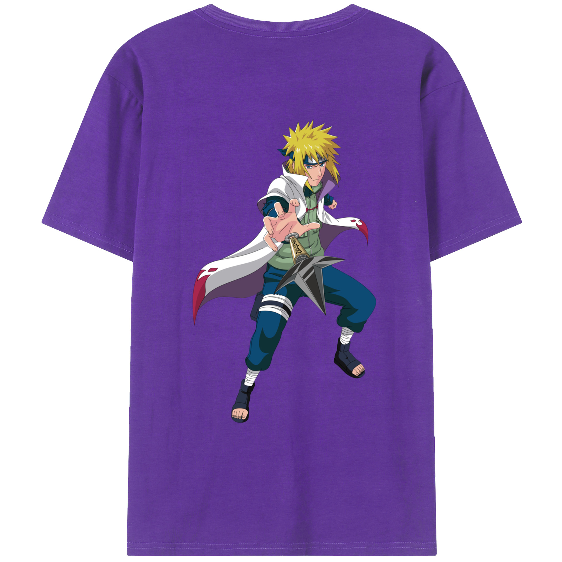 （画像用） NARUTO -ナルト- 波風 ミナト Namikaze Minato 綿100％ メンズ半袖Tシャツ（バックプリント） 通気性