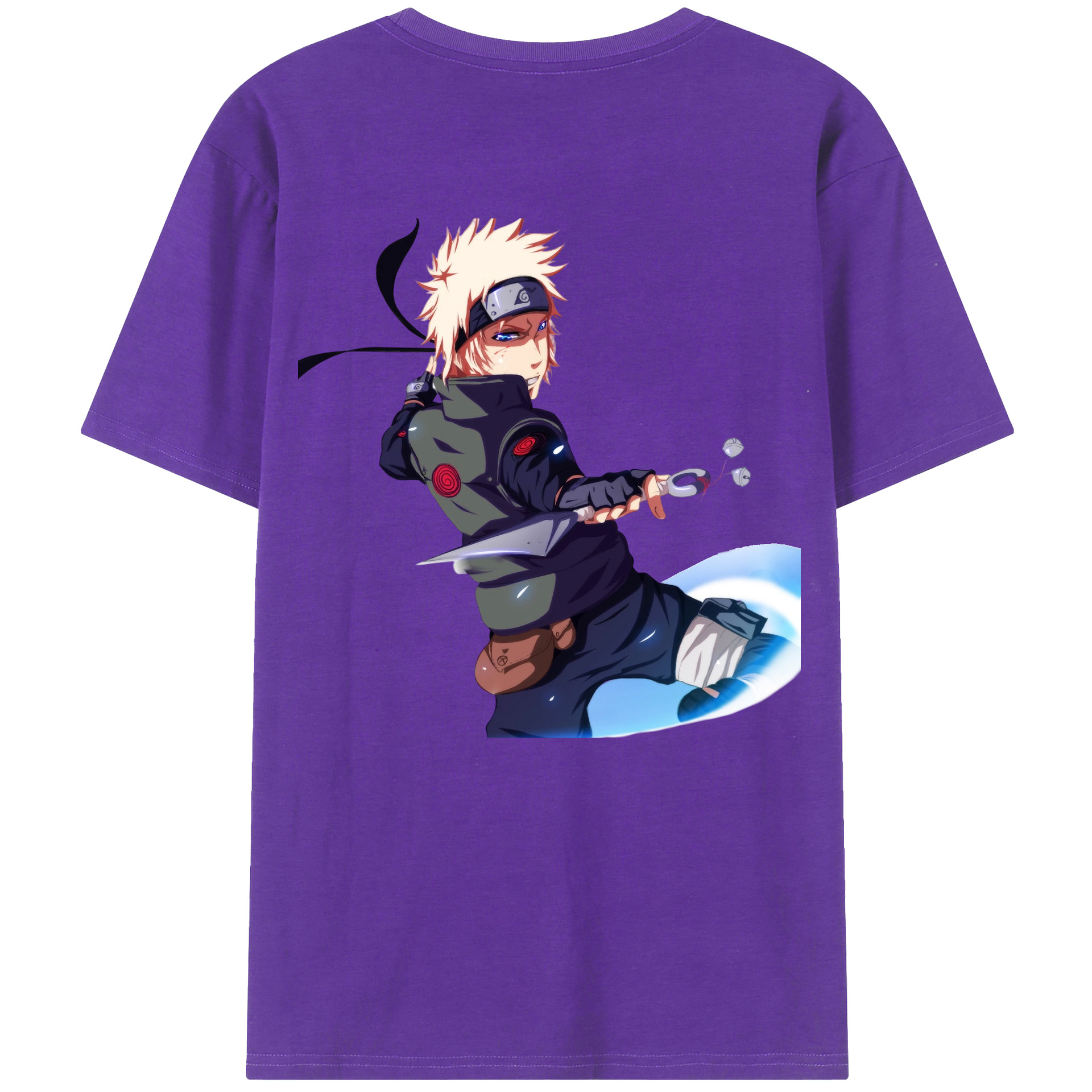 （画像用） NARUTO -ナルト- 波風 ミナト Namikaze Minato 綿100％ メンズ半袖Tシャツ（バックプリント） 通気性