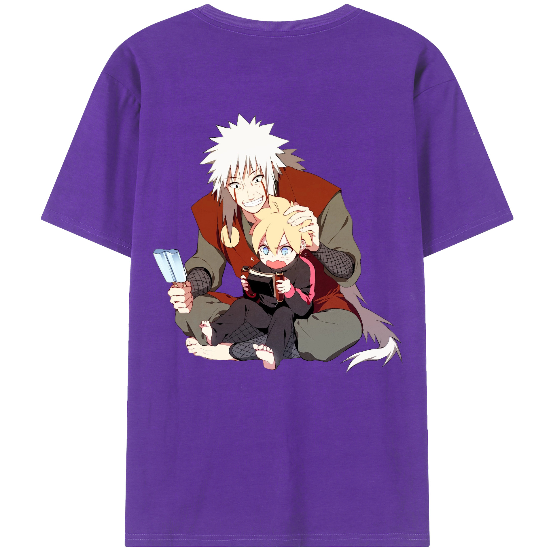 （画像用） NARUTO -ナルト- 自来也（じらいや） Jiraiya 綿100％ メンズ半袖Tシャツ（バックプリント） 通気性