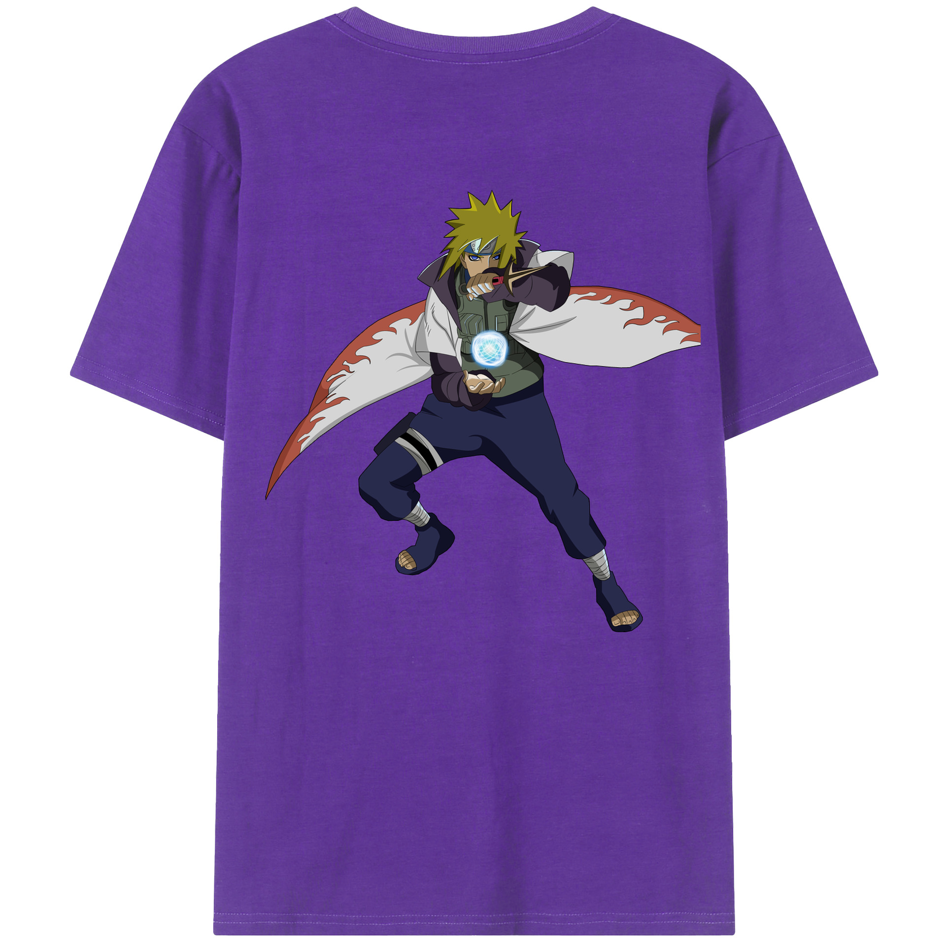 （画像用） NARUTO -ナルト- 波風 ミナト Namikaze Minato 綿100％ メンズ半袖Tシャツ（バックプリント） 通気性