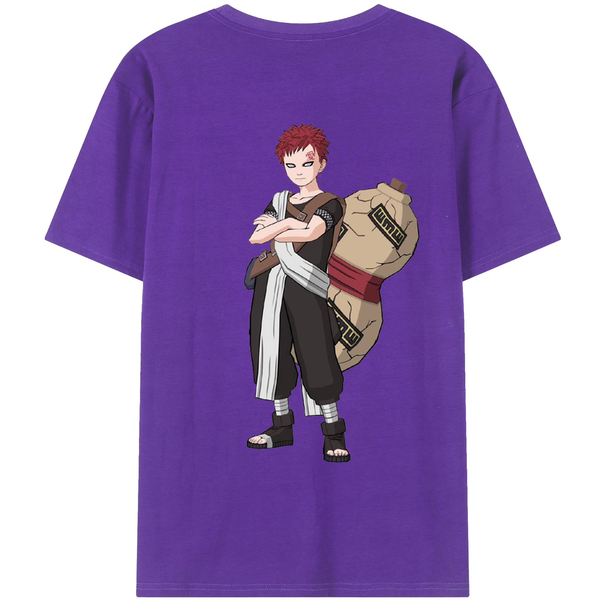 NARUTO -ナルト- ガアラ Gaara 綿100％ メンズ半袖Tシャツ（バックプリント） 通気性