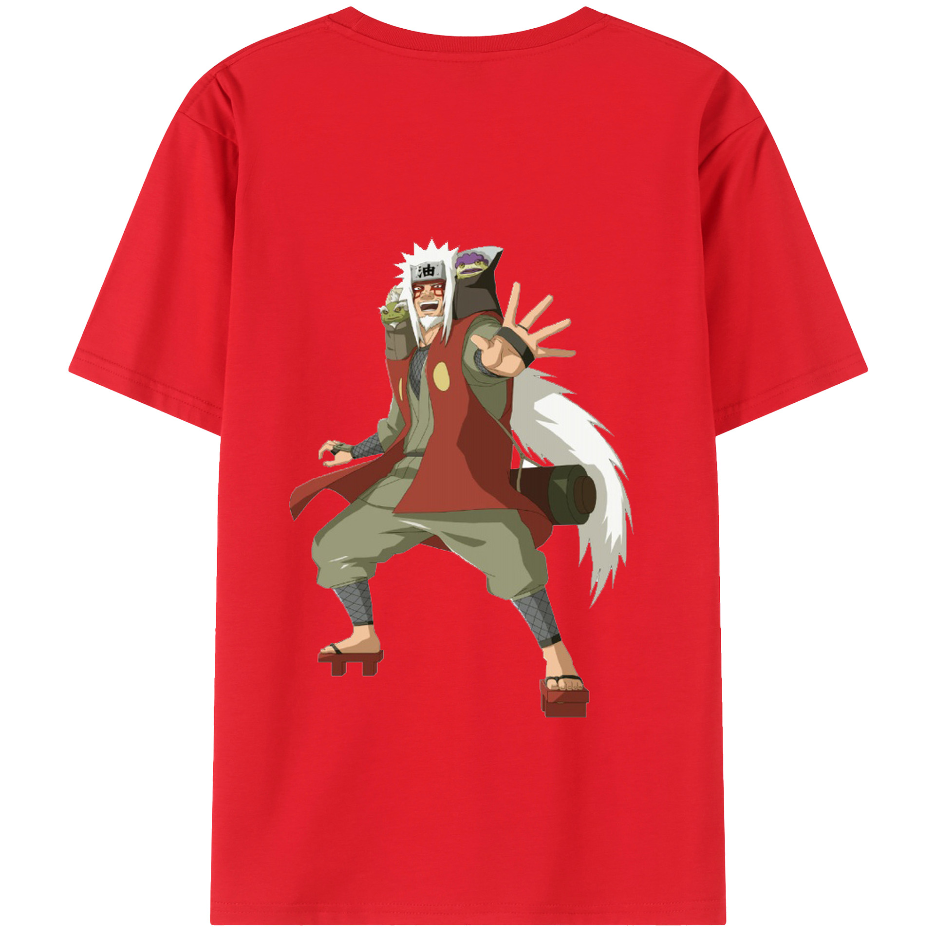 （画像用） NARUTO -ナルト- 自来也（じらいや） Jiraiya 綿100％ メンズ半袖Tシャツ（バックプリント） 通気性