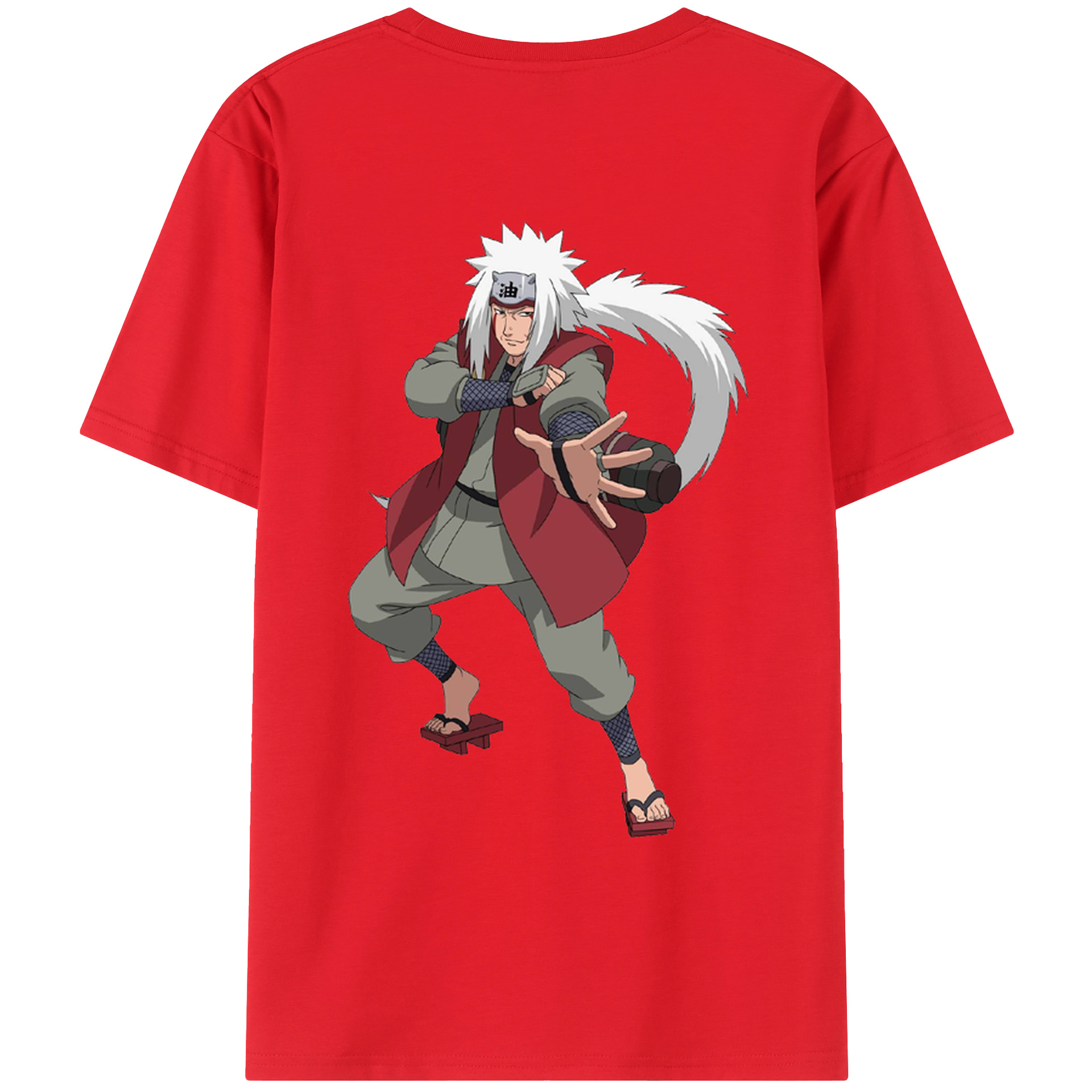 （画像用） NARUTO -ナルト- 自来也（じらいや） Jiraiya 綿100％ メンズ半袖Tシャツ（バックプリント） 通気性