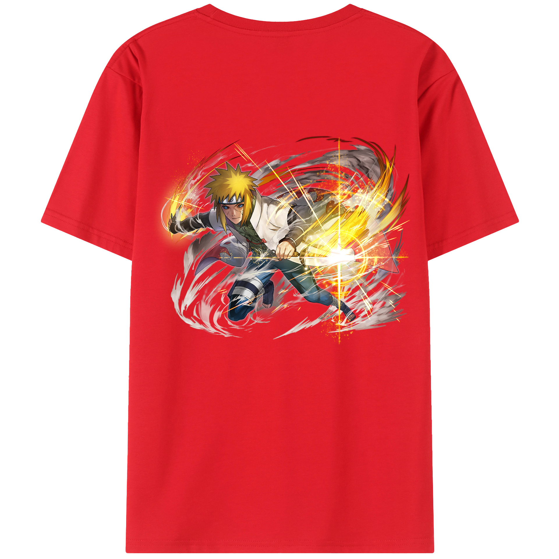 （画像用） NARUTO -ナルト- 波風 ミナト Namikaze Minato 綿100％ メンズ半袖Tシャツ（バックプリント） 通気性