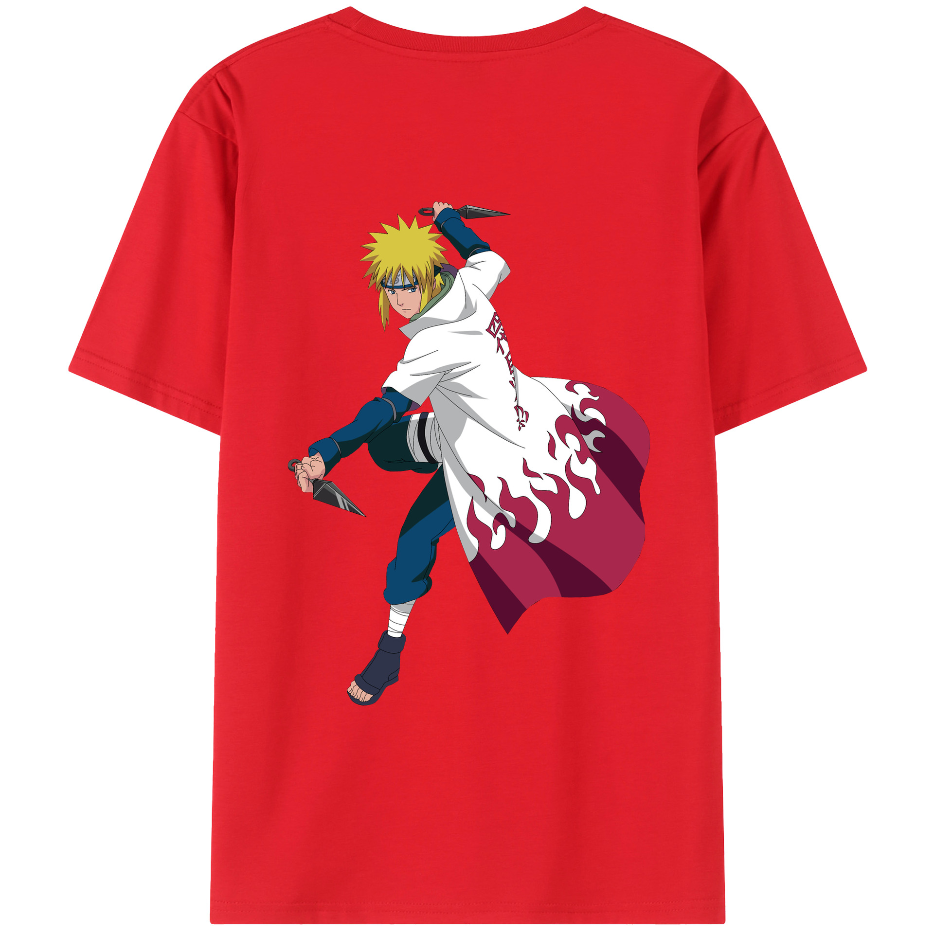 （画像用） NARUTO -ナルト- 波風 ミナト Namikaze Minato 綿100％ メンズ半袖Tシャツ（バックプリント） 通気性
