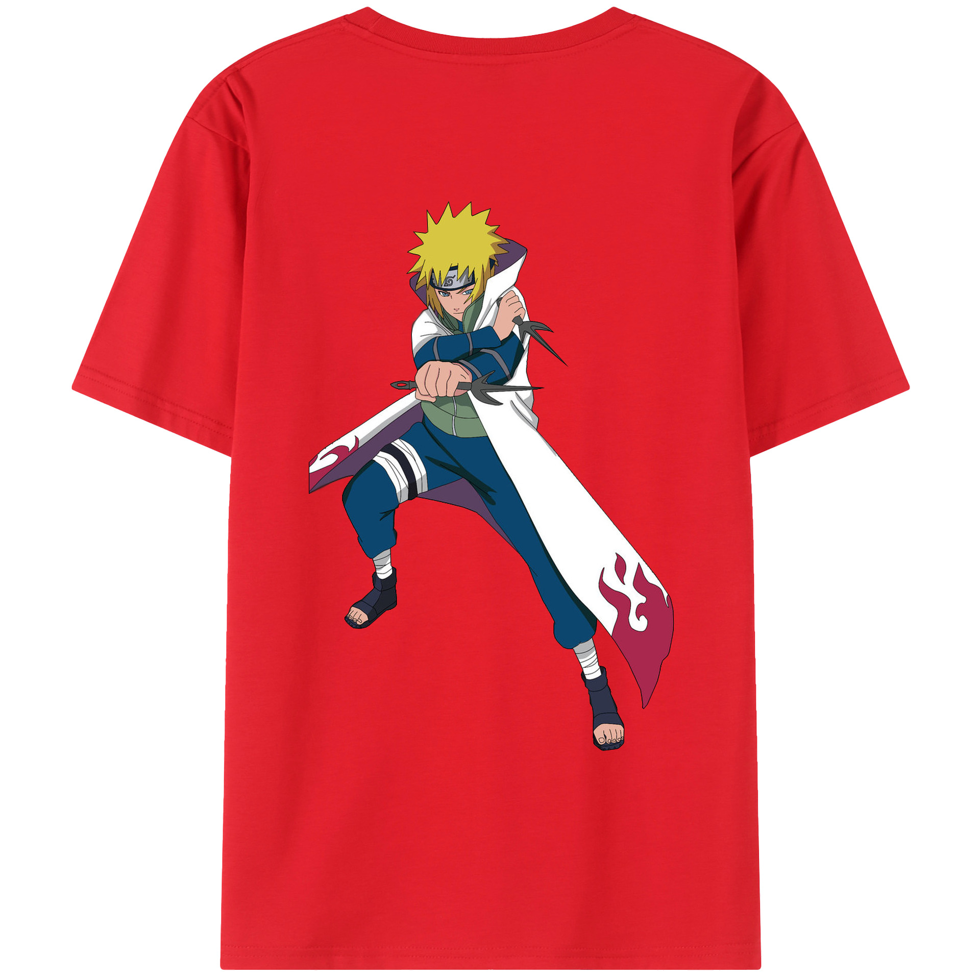 （画像用） NARUTO -ナルト- 波風 ミナト Namikaze Minato 綿100％ メンズ半袖Tシャツ（バックプリント） 通気性