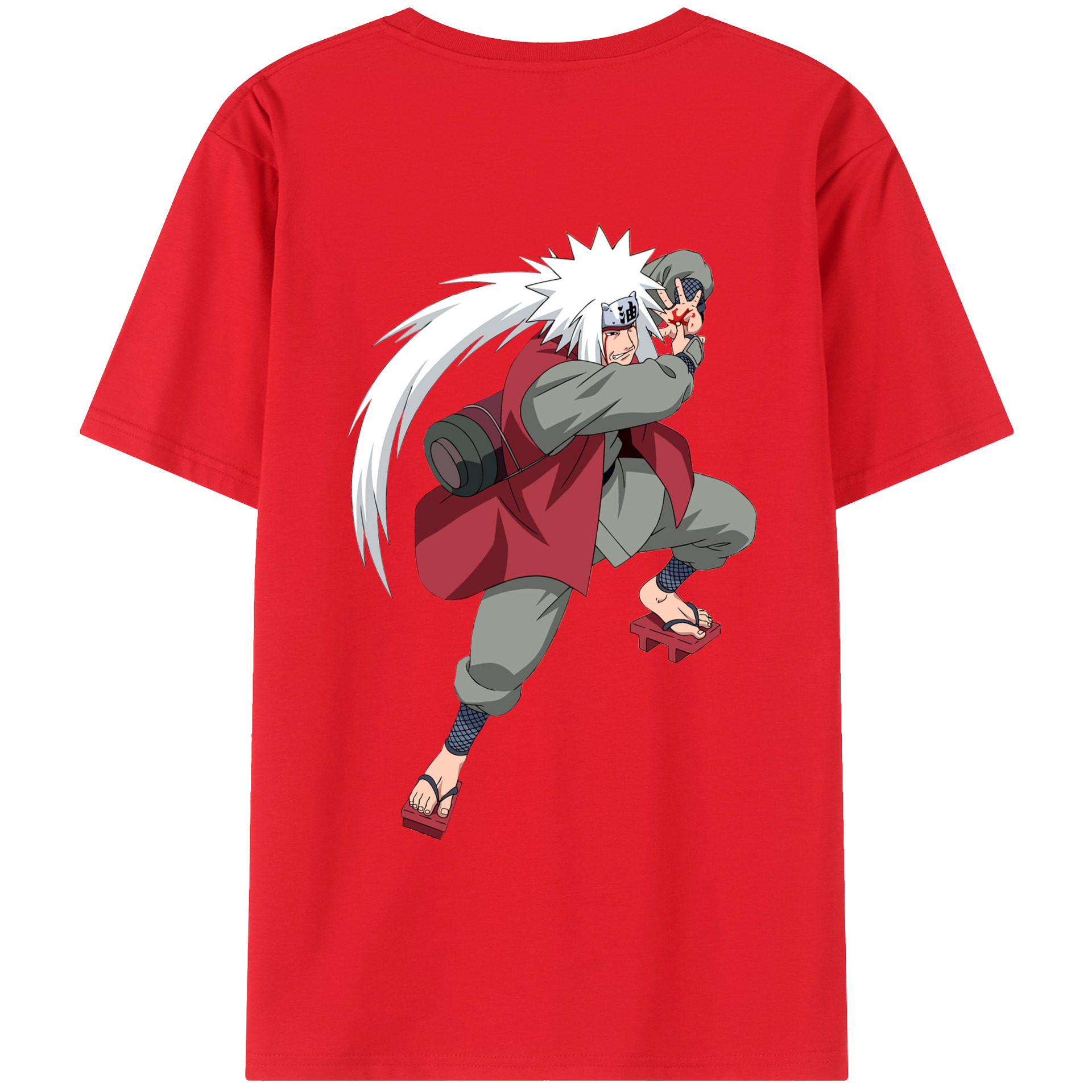 （画像用） NARUTO -ナルト- 自来也（じらいや） Jiraiya 綿100％ メンズ半袖Tシャツ（バックプリント） 通気性