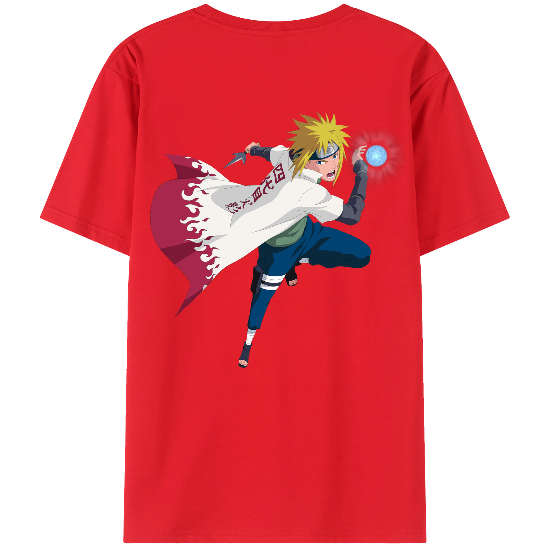 （画像用） NARUTO -ナルト- 波風 ミナト Namikaze Minato 綿100％ メンズ半袖Tシャツ（バックプリント） 通気性