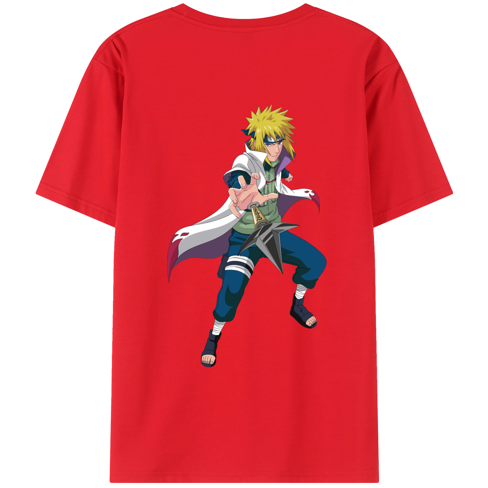 （画像用） NARUTO -ナルト- 波風 ミナト Namikaze Minato 綿100％ メンズ半袖Tシャツ（バックプリント） 通気性