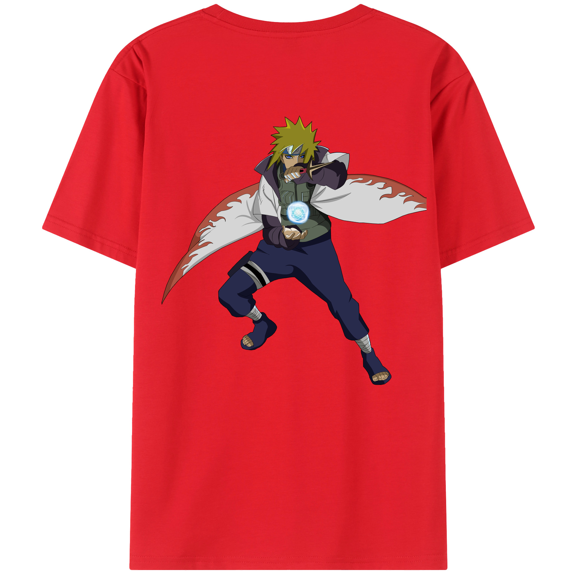 （画像用） NARUTO -ナルト- 波風 ミナト Namikaze Minato 綿100％ メンズ半袖Tシャツ（バックプリント） 通気性