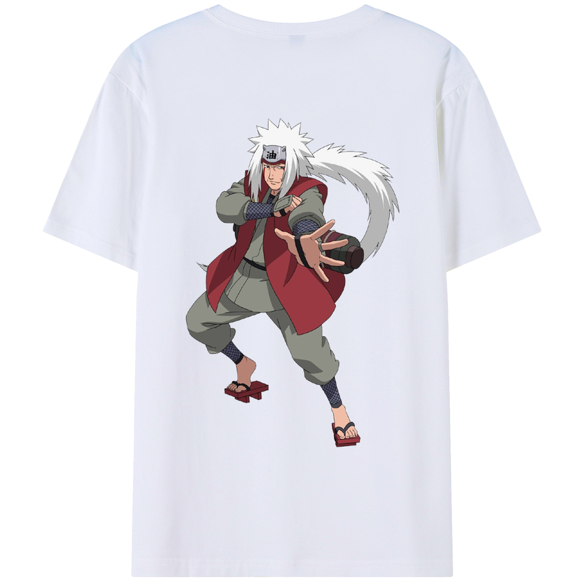 （画像用） NARUTO -ナルト- 自来也（じらいや） Jiraiya 綿100％ メンズ半袖Tシャツ（バックプリント） 通気性