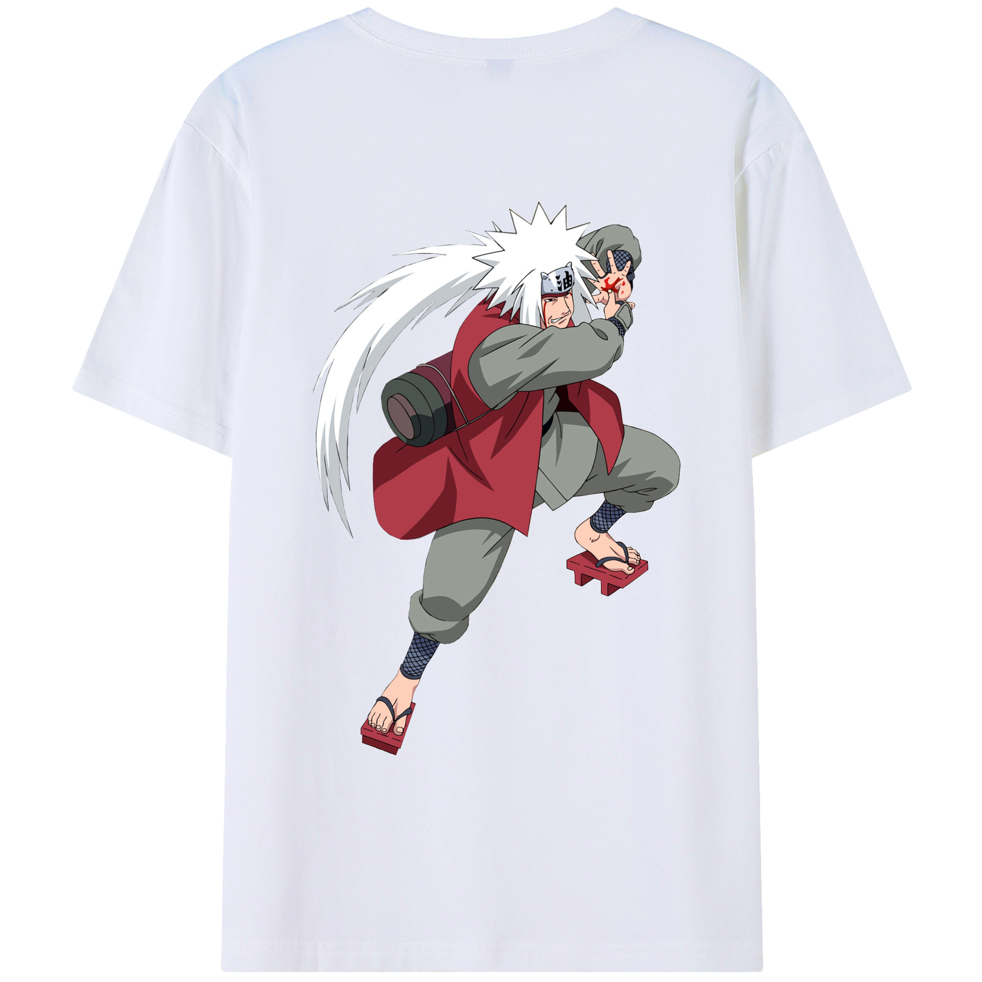 （画像用） NARUTO -ナルト- 自来也（じらいや） Jiraiya 綿100％ メンズ半袖Tシャツ（バックプリント） 通気性