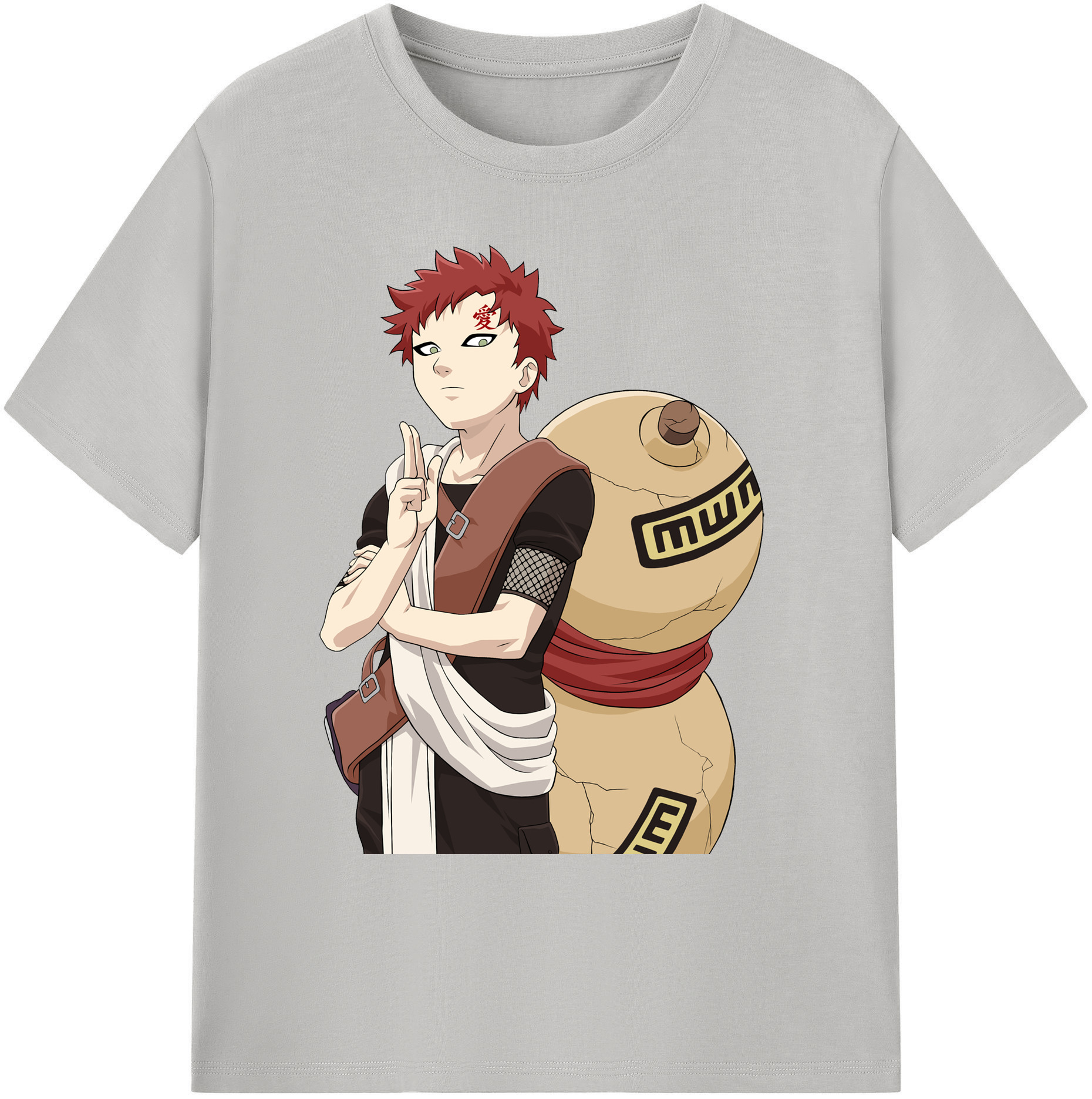 （画像用） NARUTO -ナルト- ガアラ Gaara 綿100％ メンズ半袖Tシャツ｜肌触りやわらか＆通気性