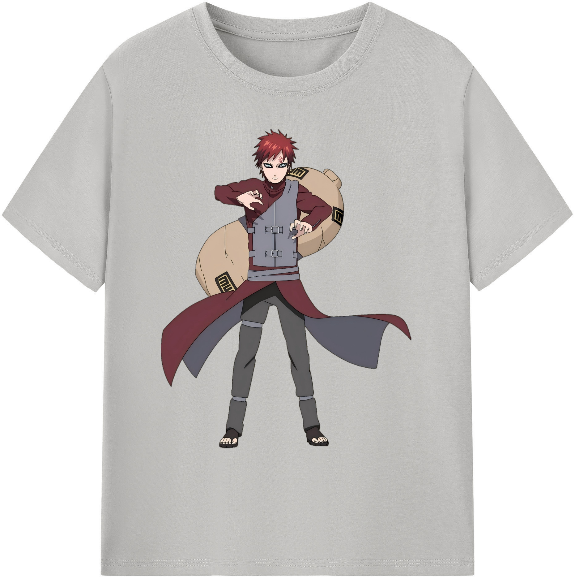 （画像用） NARUTO -ナルト- ガアラ Gaara 綿100％ メンズ半袖Tシャツ｜肌触りやわらか＆通気性