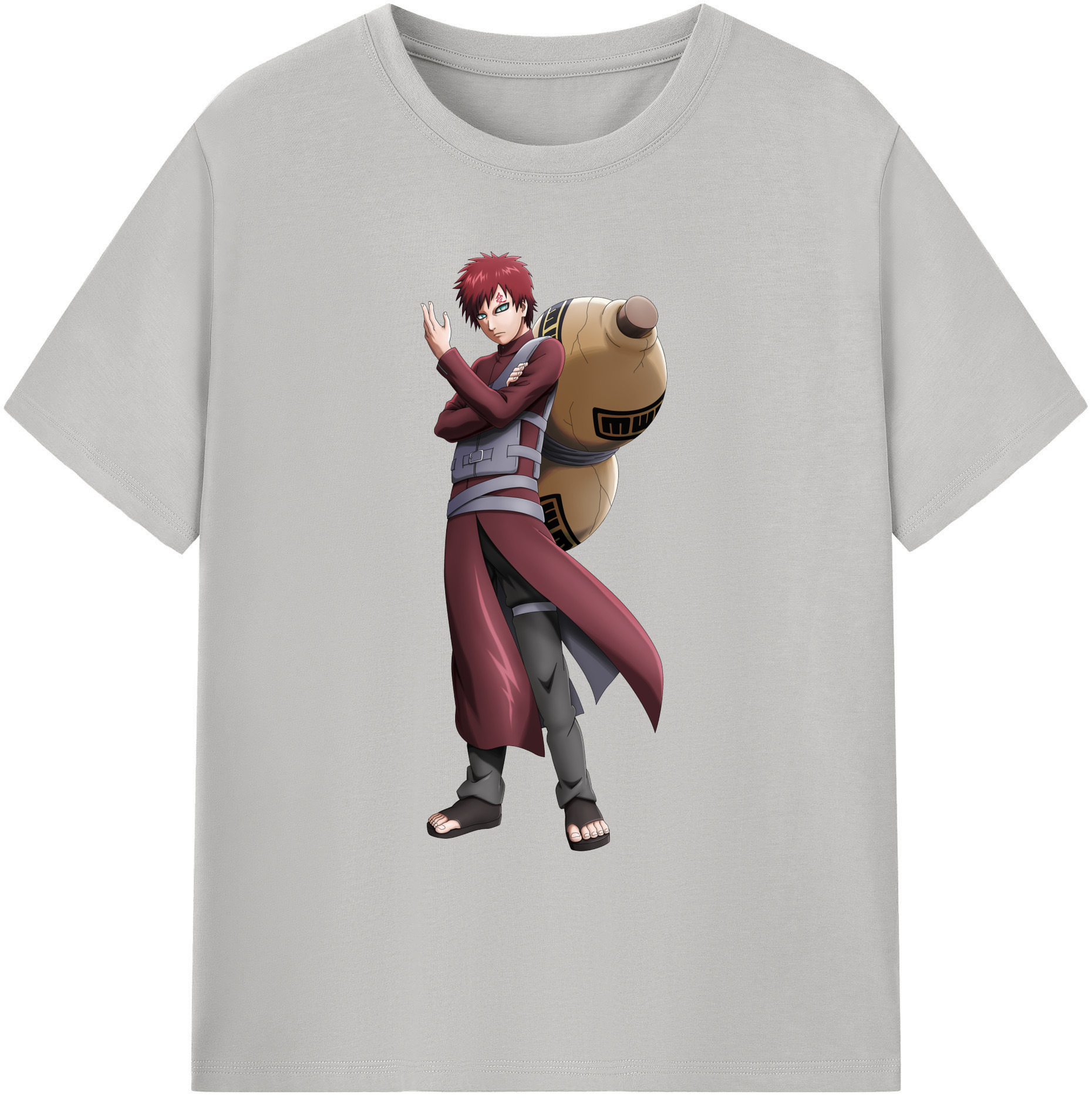 （画像用） NARUTO -ナルト- ガアラ Gaara 綿100％ メンズ半袖Tシャツ｜肌触りやわらか＆通気性