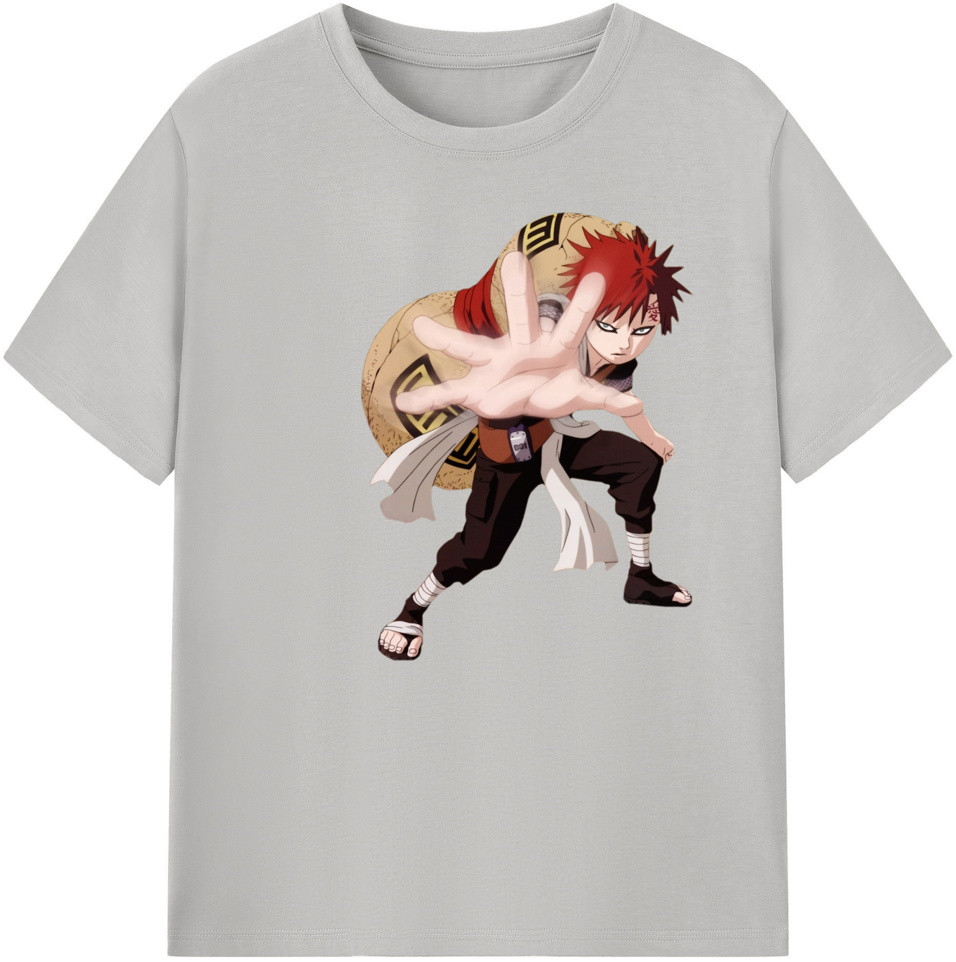 （画像用） NARUTO -ナルト- ガアラ Gaara 綿100％ メンズ半袖Tシャツ｜肌触りやわらか＆通気性