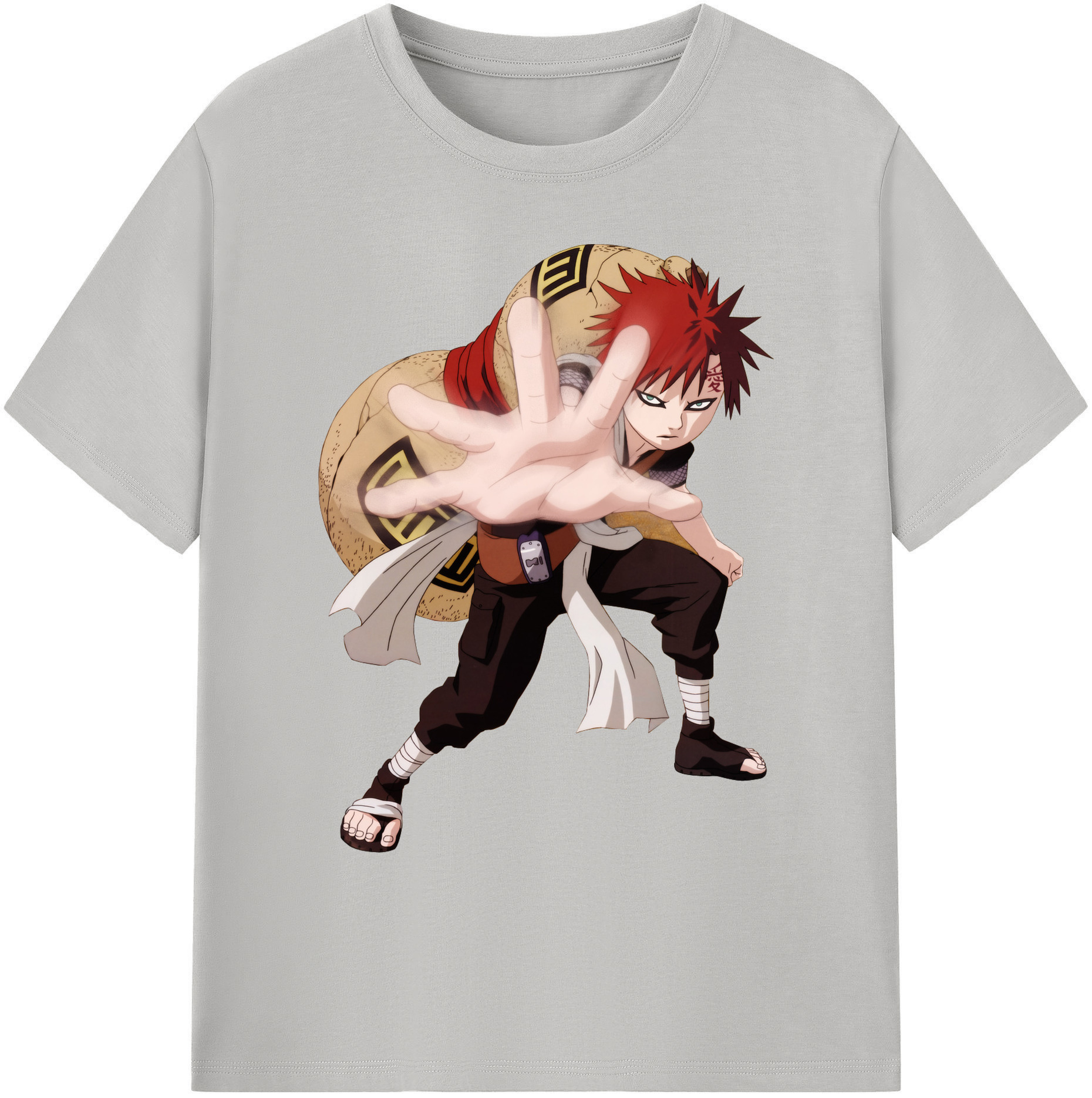 （画像用） NARUTO -ナルト- ガアラ Gaara 綿100％ メンズ半袖Tシャツ｜肌触りやわらか＆通気性