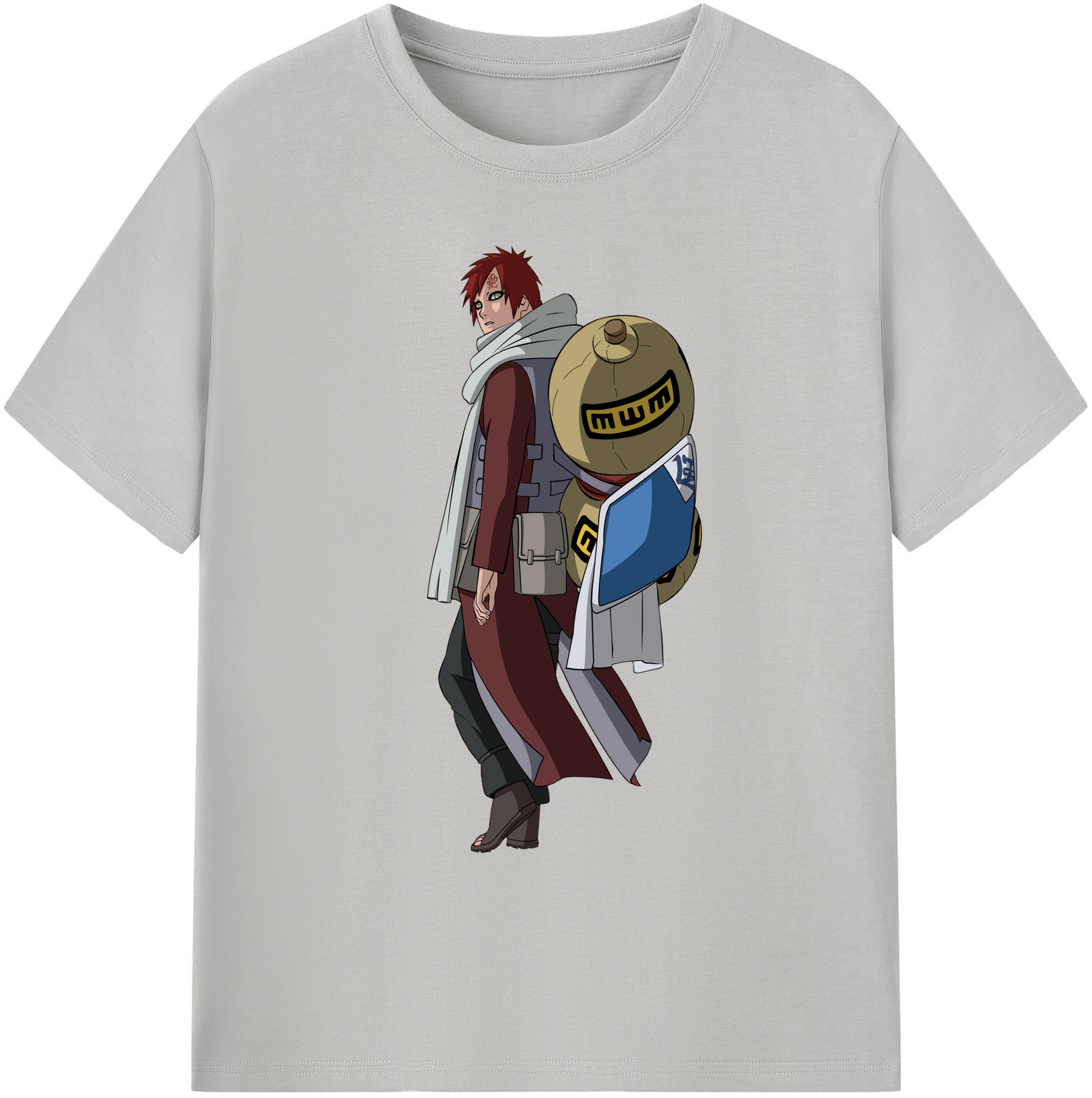 （画像用） NARUTO -ナルト- ガアラ Gaara 綿100％ メンズ半袖Tシャツ｜肌触りやわらか＆通気性