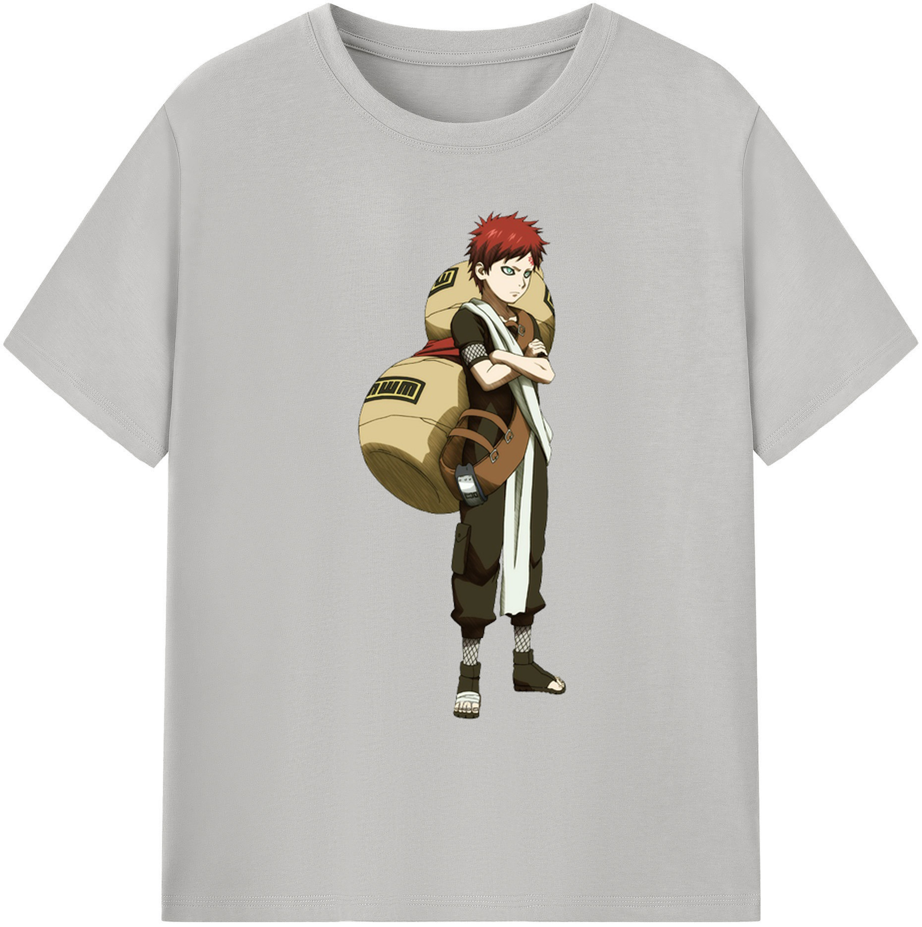（画像用） NARUTO -ナルト- ガアラ Gaara 綿100％ メンズ半袖Tシャツ｜肌触りやわらか＆通気性