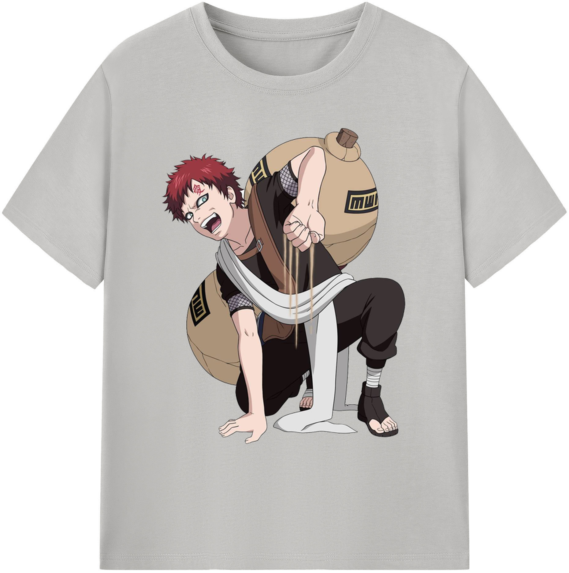 （画像用） NARUTO -ナルト- ガアラ Gaara 綿100％ メンズ半袖Tシャツ｜肌触りやわらか＆通気性