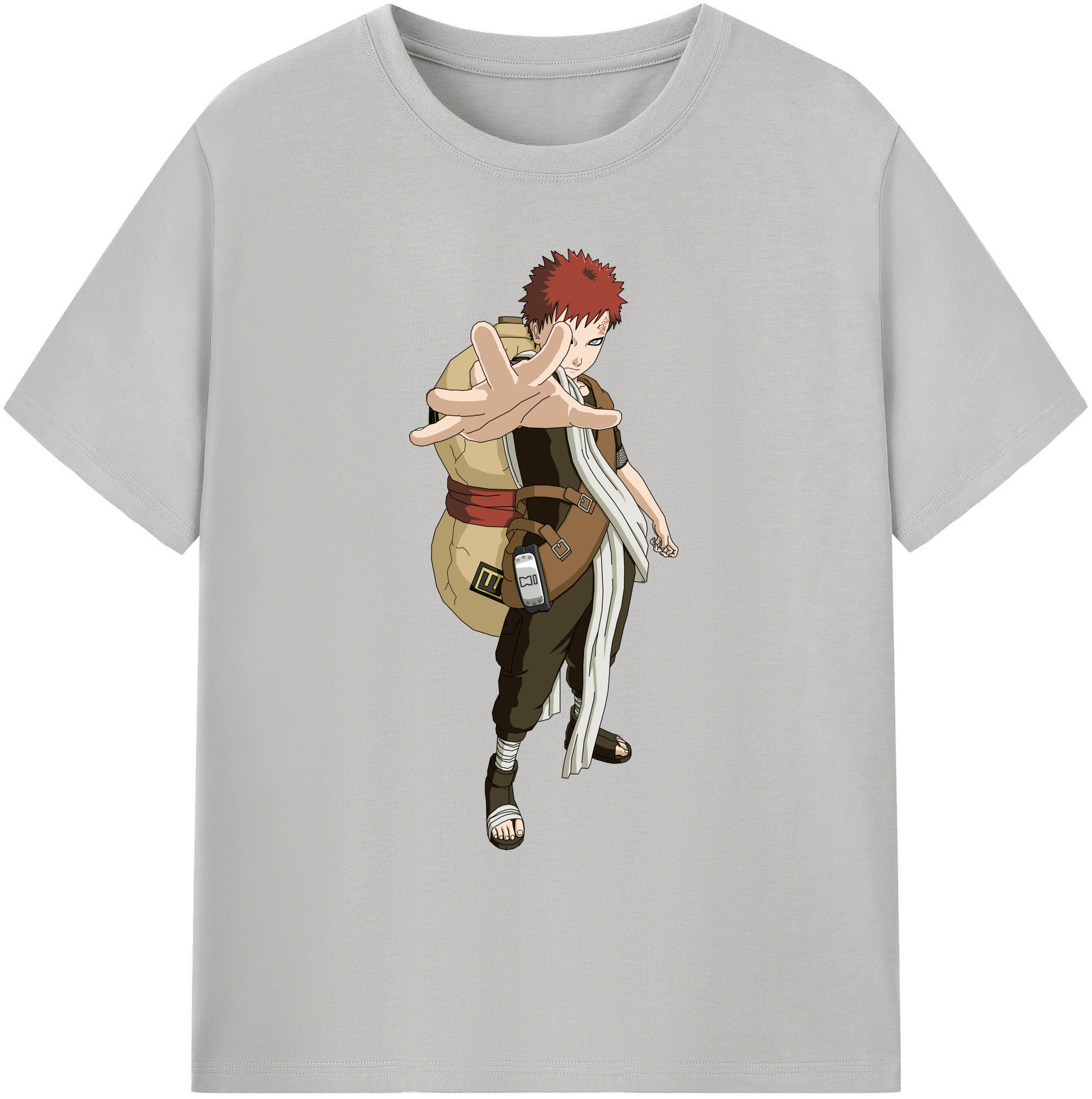 （画像用） NARUTO -ナルト- ガアラ Gaara 綿100％ メンズ半袖Tシャツ｜肌触りやわらか＆通気性