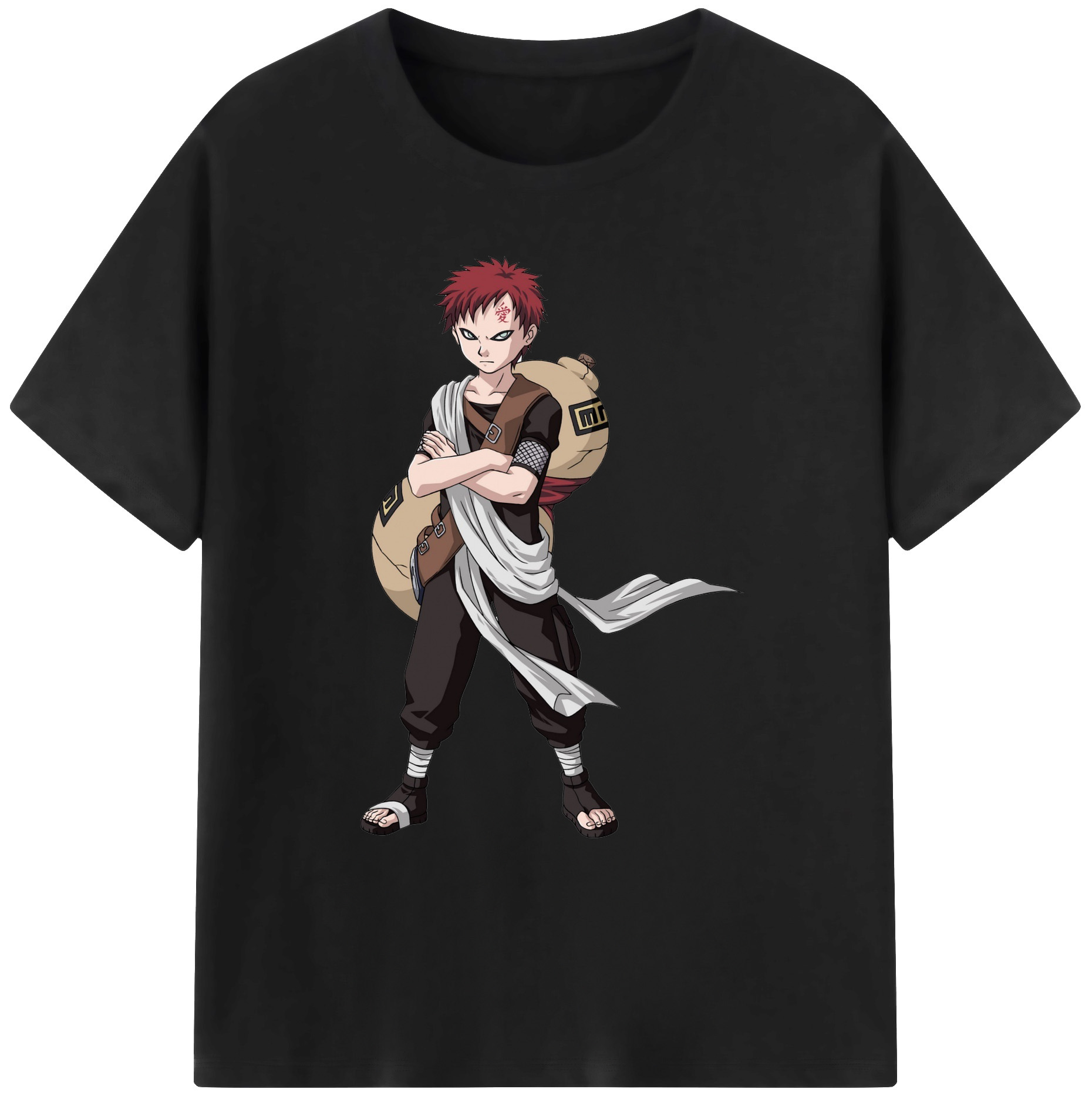 （画像用） NARUTO -ナルト- ガアラ Gaara 綿100％ メンズ半袖Tシャツ｜肌触りやわらか＆通気性