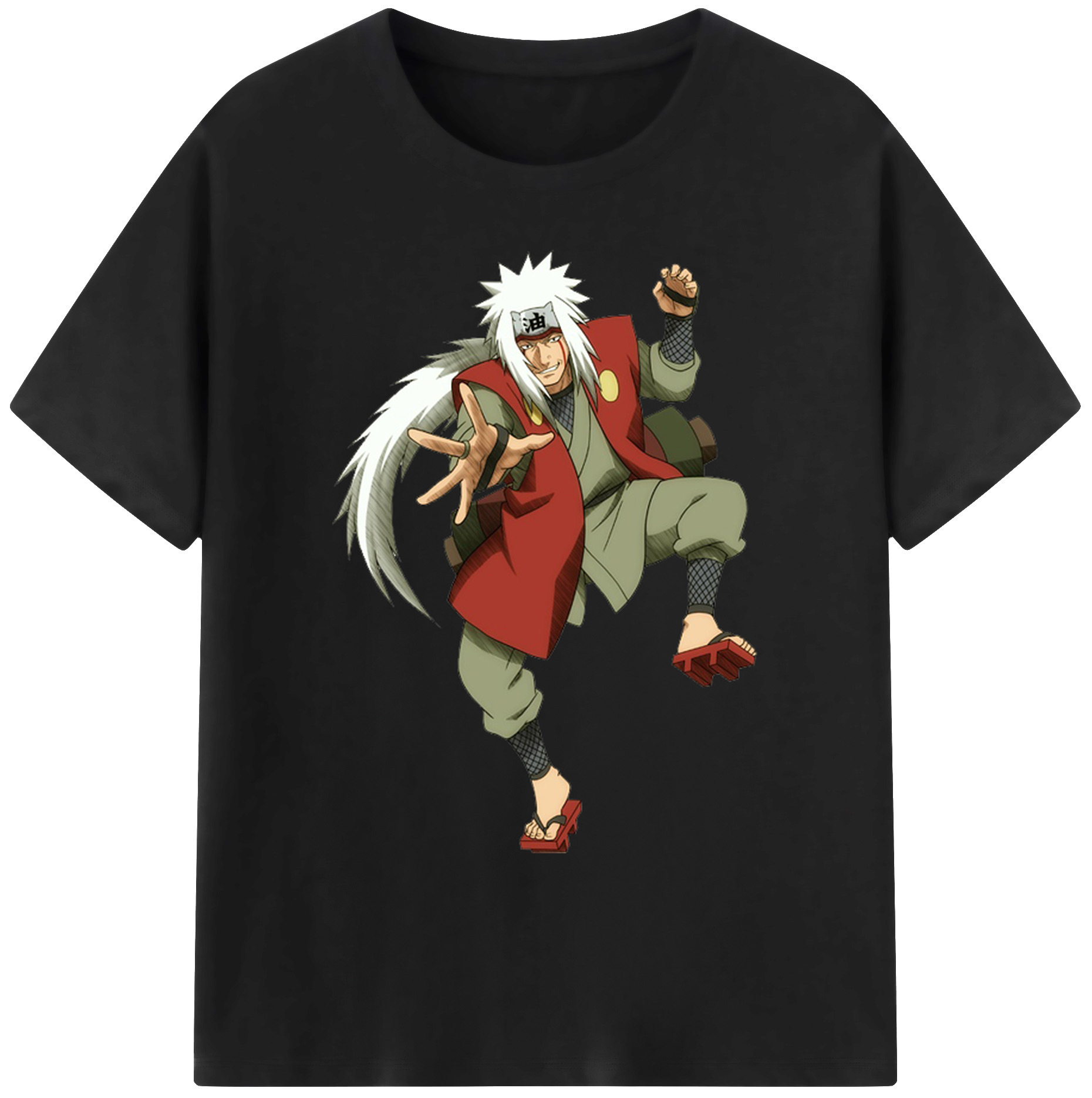 （画像用） NARUTO -ナルト- 自来也（じらいや） Jiraiya 綿100％ メンズ半袖Tシャツ｜肌触りやわらか＆通気性
