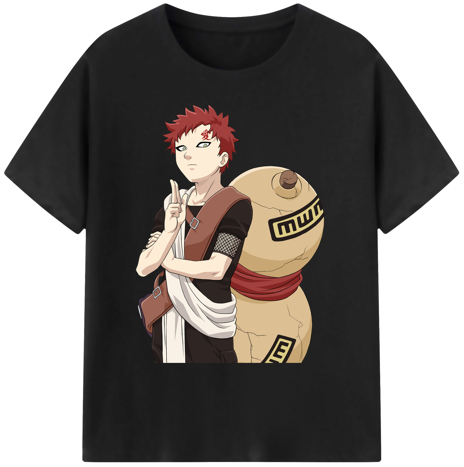 （画像用） NARUTO -ナルト- ガアラ Gaara 綿100％ メンズ半袖Tシャツ｜肌触りやわらか＆通気性
