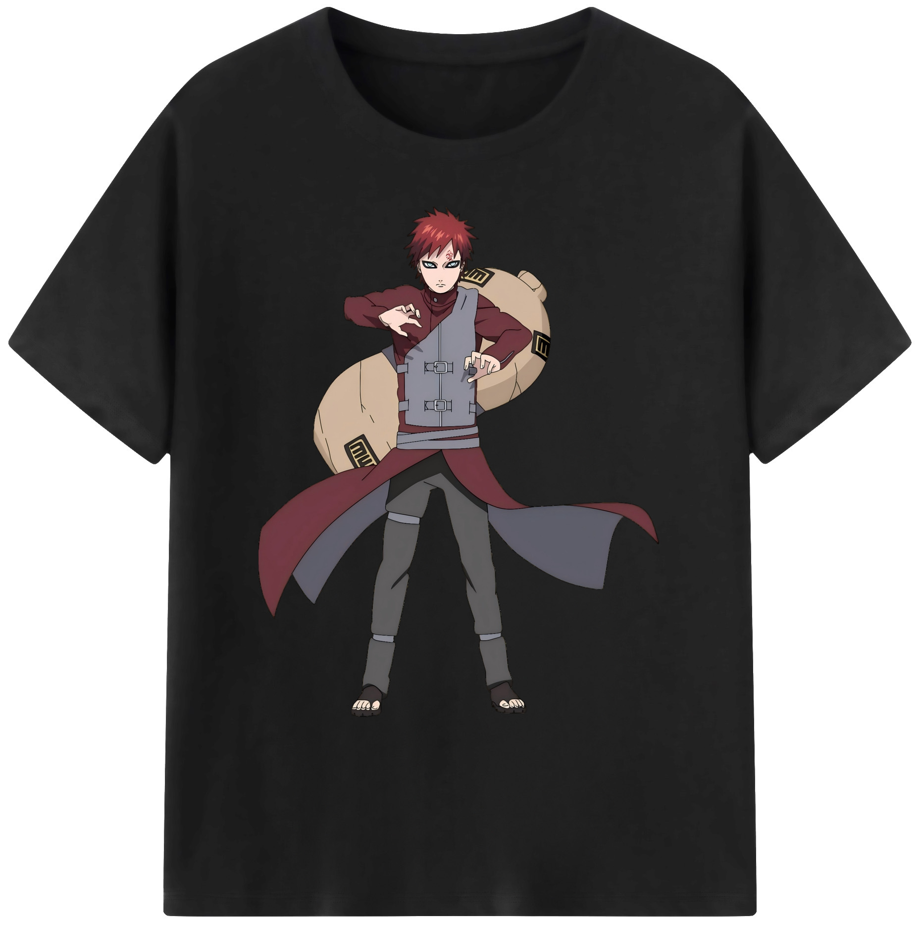 （画像用） NARUTO -ナルト- ガアラ Gaara 綿100％ メンズ半袖Tシャツ｜肌触りやわらか＆通気性