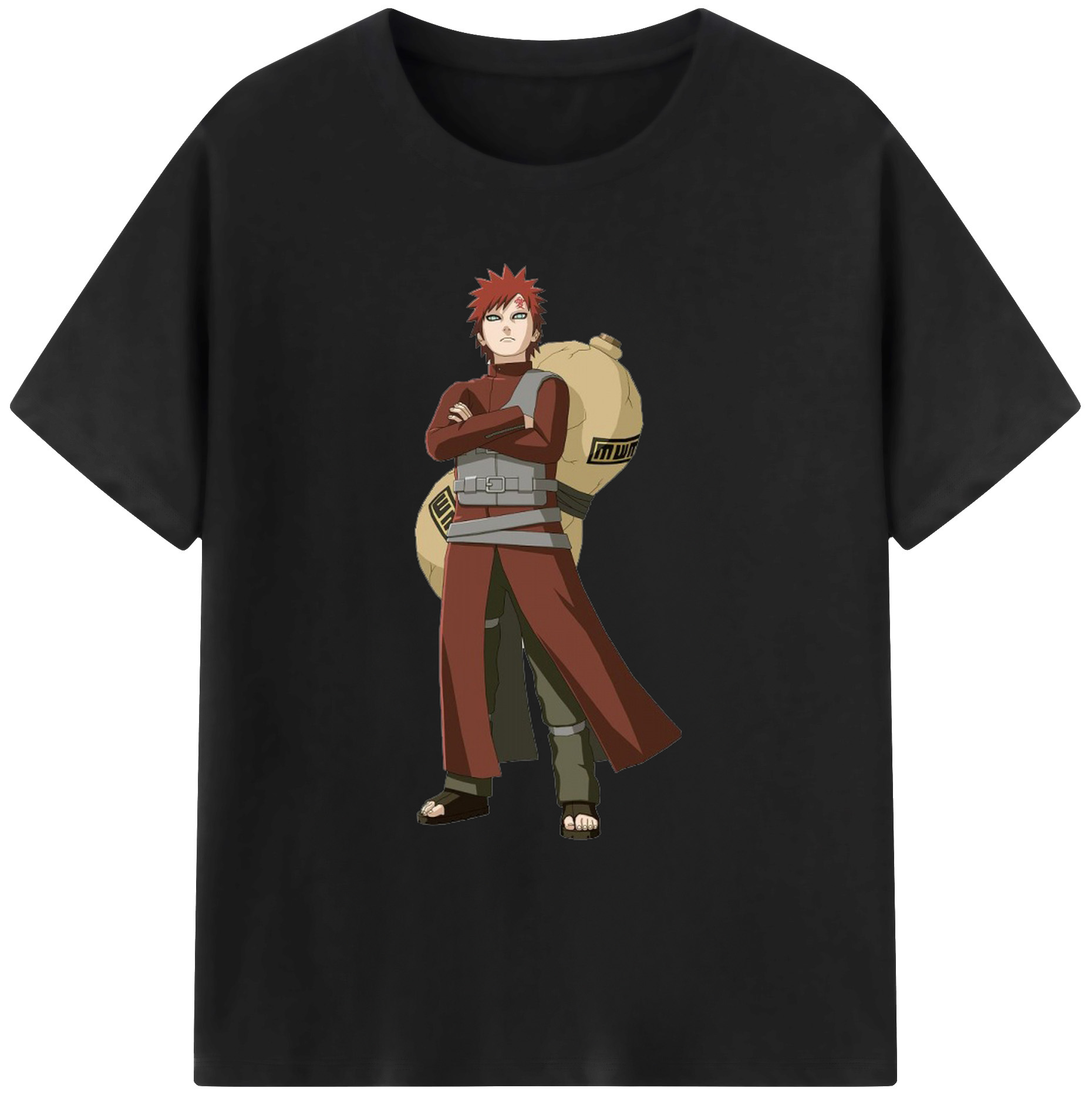 （画像用） NARUTO -ナルト- ガアラ Gaara 綿100％ メンズ半袖Tシャツ｜肌触りやわらか＆通気性