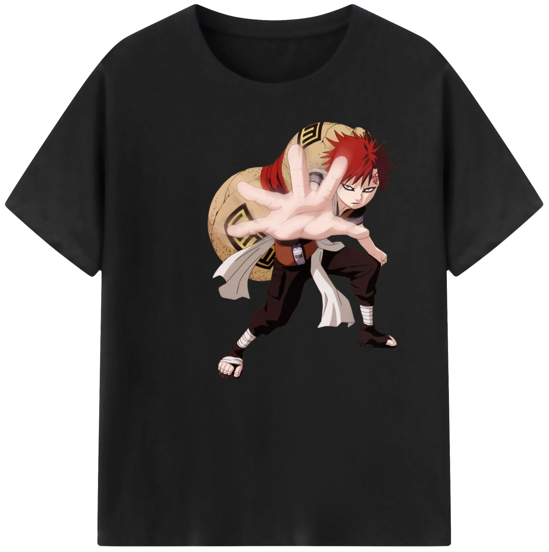 （画像用） NARUTO -ナルト- ガアラ Gaara 綿100％ メンズ半袖Tシャツ｜肌触りやわらか＆通気性