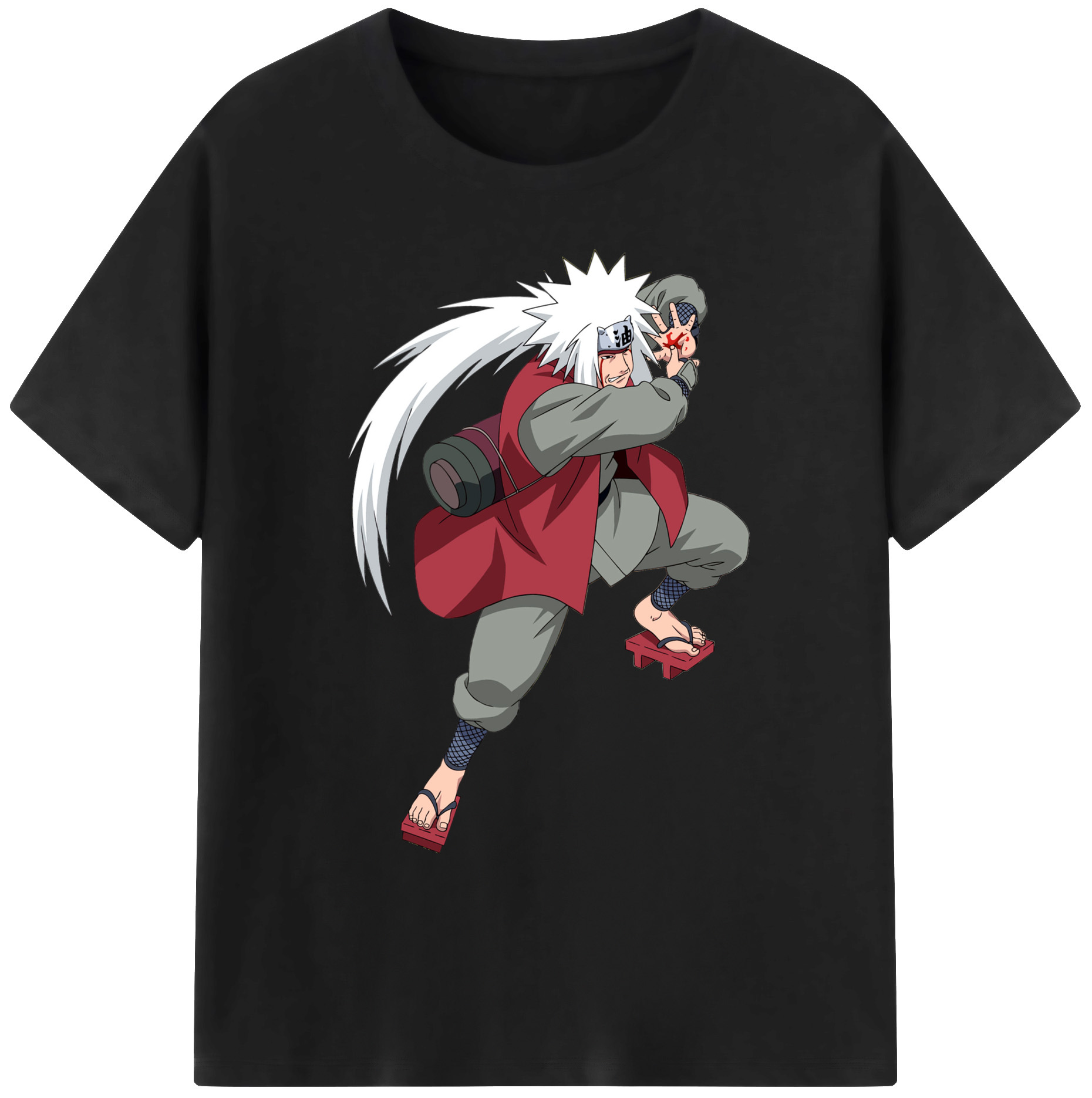 （画像用） NARUTO -ナルト- 自来也（じらいや） Jiraiya 綿100％ メンズ半袖Tシャツ｜肌触りやわらか＆通気性