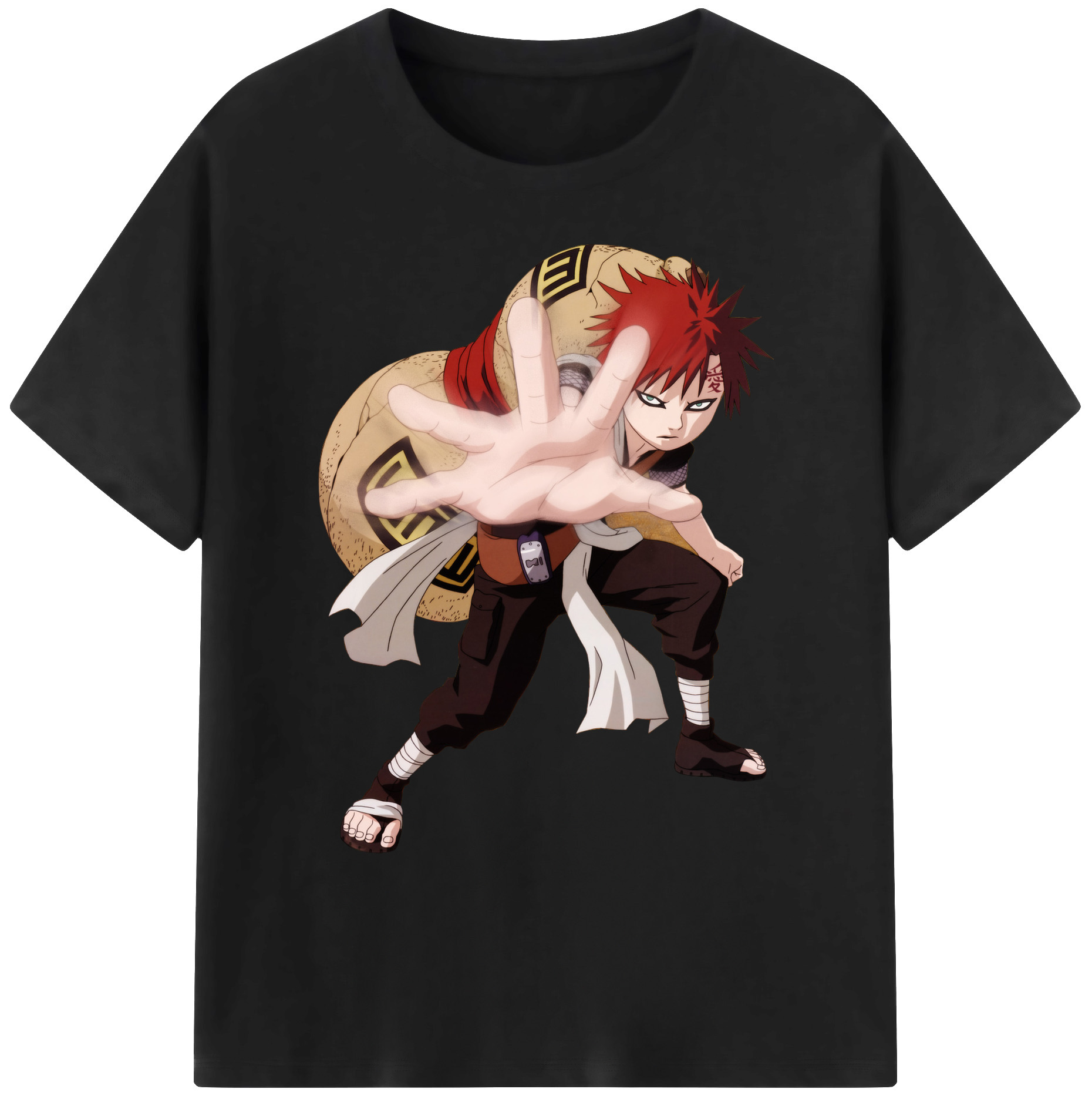 （画像用） NARUTO -ナルト- ガアラ Gaara 綿100％ メンズ半袖Tシャツ｜肌触りやわらか＆通気性