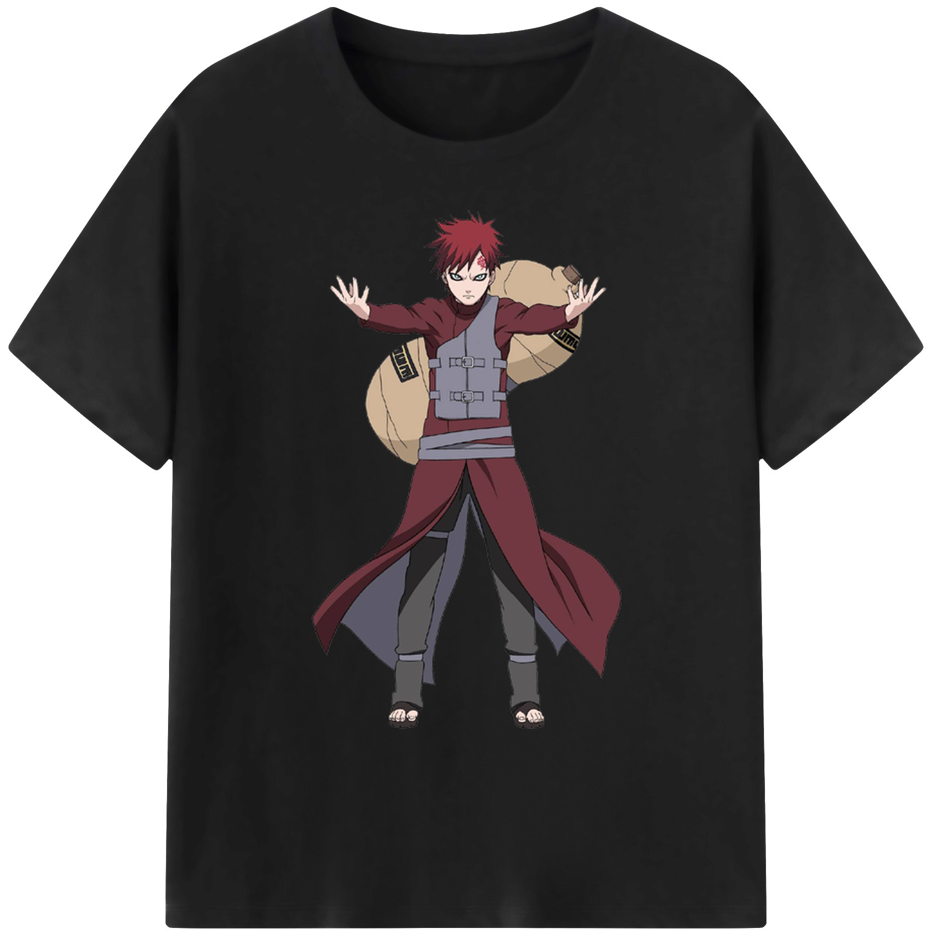 （画像用） NARUTO -ナルト- ガアラ Gaara 綿100％ メンズ半袖Tシャツ｜肌触りやわらか＆通気性