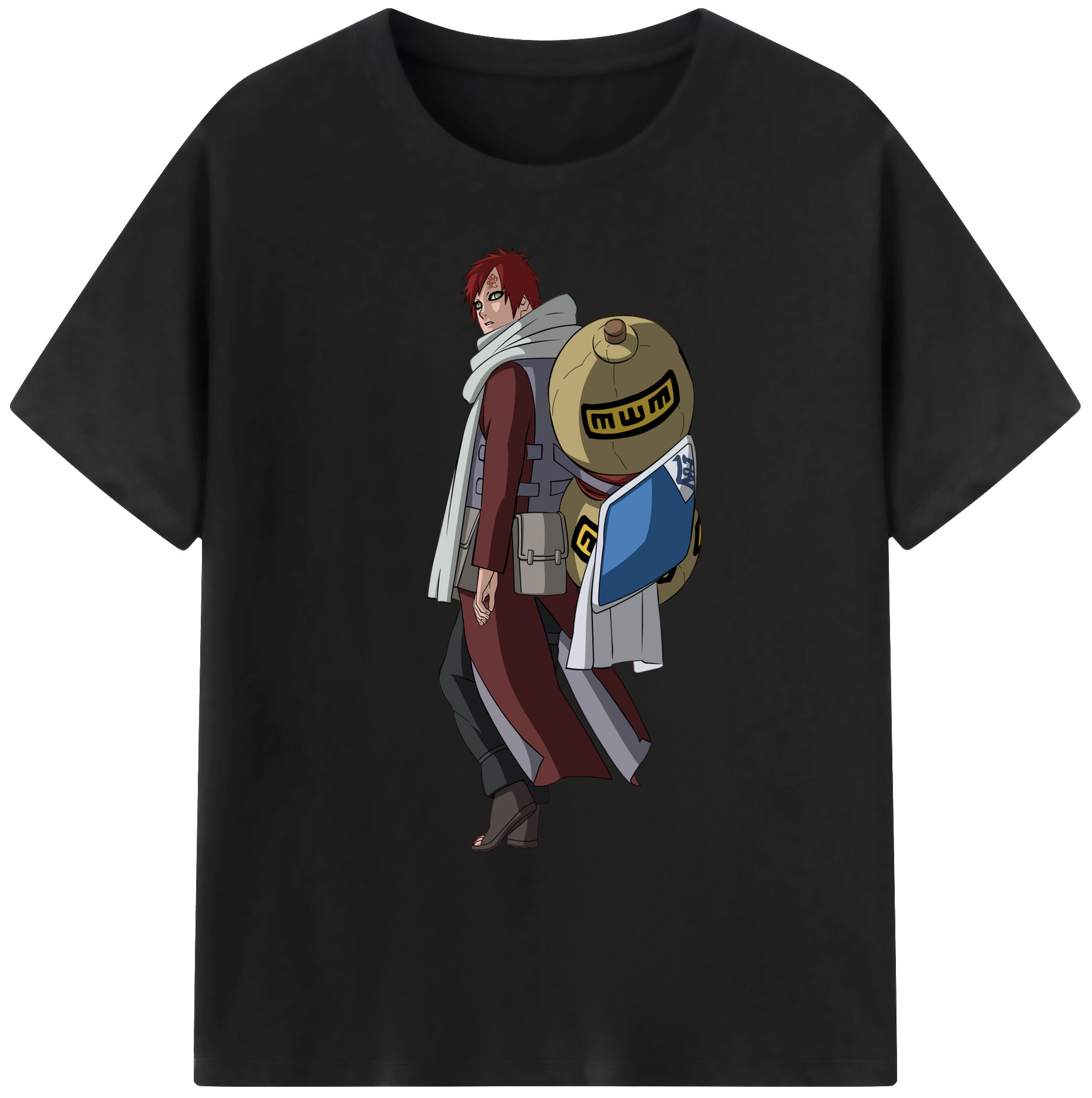 （画像用） NARUTO -ナルト- ガアラ Gaara 綿100％ メンズ半袖Tシャツ｜肌触りやわらか＆通気性