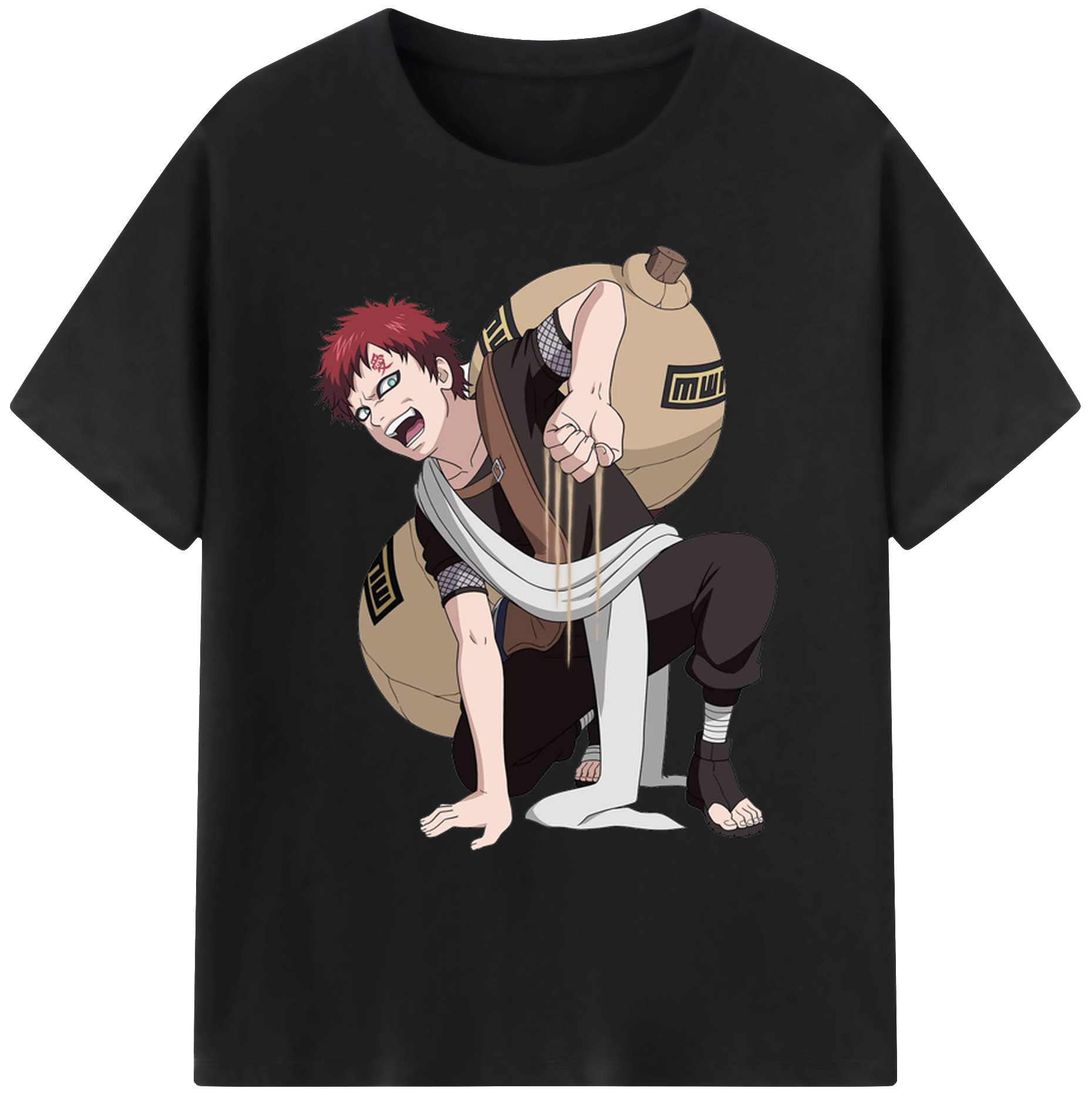 （画像用） NARUTO -ナルト- ガアラ Gaara 綿100％ メンズ半袖Tシャツ｜肌触りやわらか＆通気性