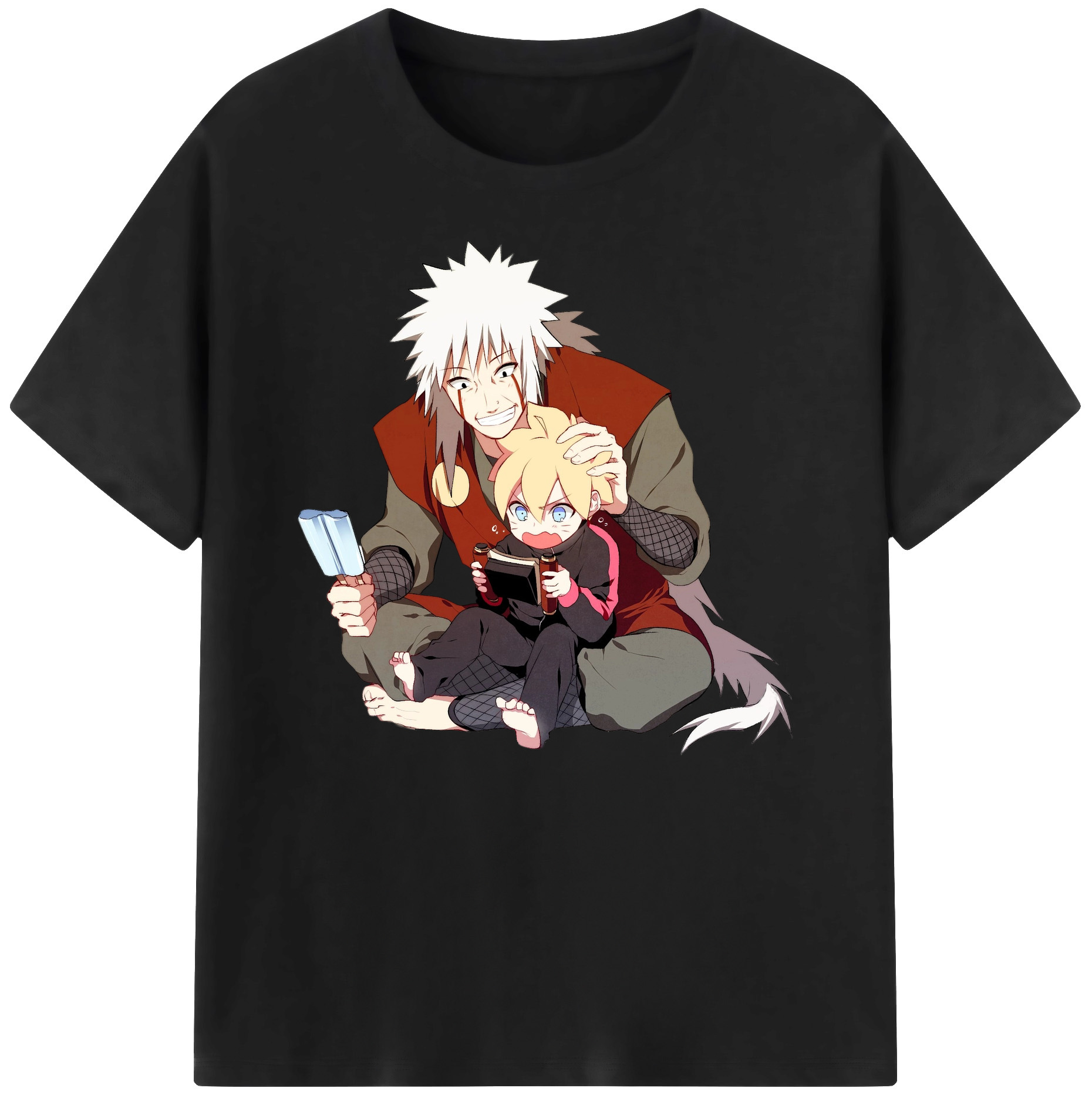 （画像用） NARUTO -ナルト- 自来也（じらいや） Jiraiya 綿100％ メンズ半袖Tシャツ｜肌触りやわらか＆通気性