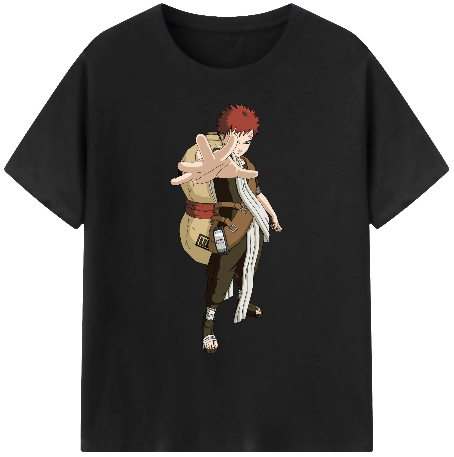 （画像用） NARUTO -ナルト- ガアラ Gaara 綿100％ メンズ半袖Tシャツ｜肌触りやわらか＆通気性