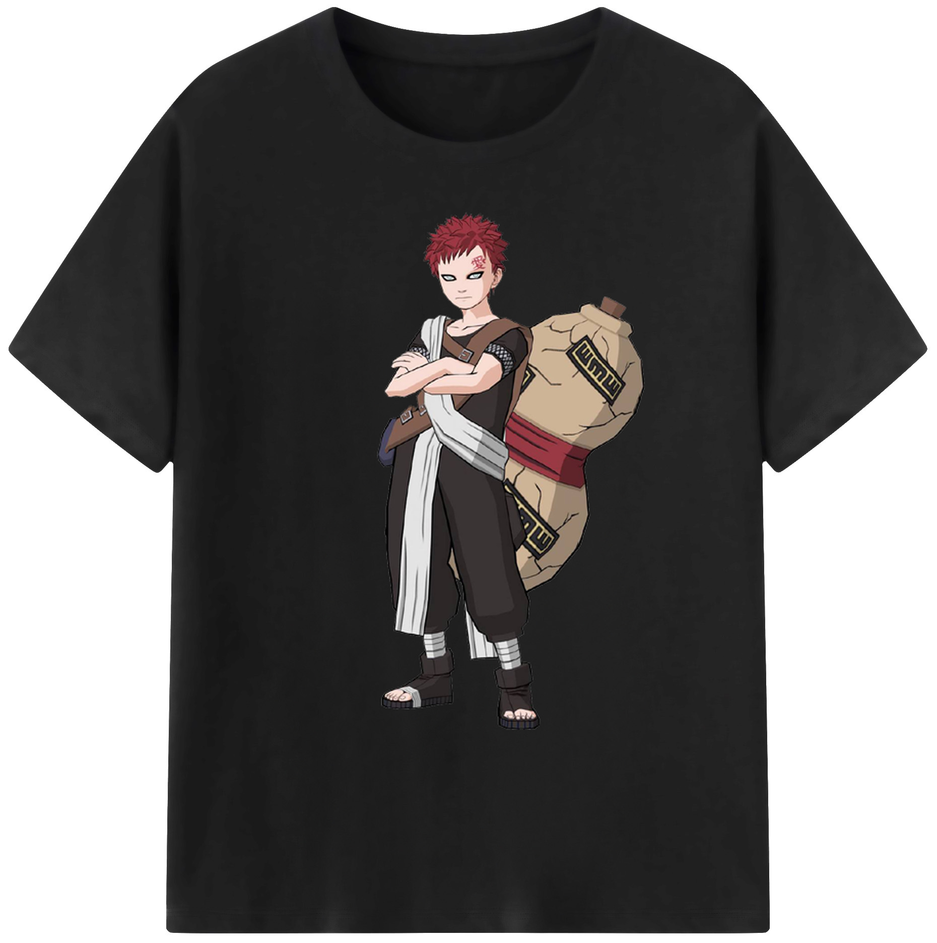 （画像用） NARUTO -ナルト- ガアラ Gaara 綿100％ メンズ半袖Tシャツ｜肌触りやわらか＆通気性
