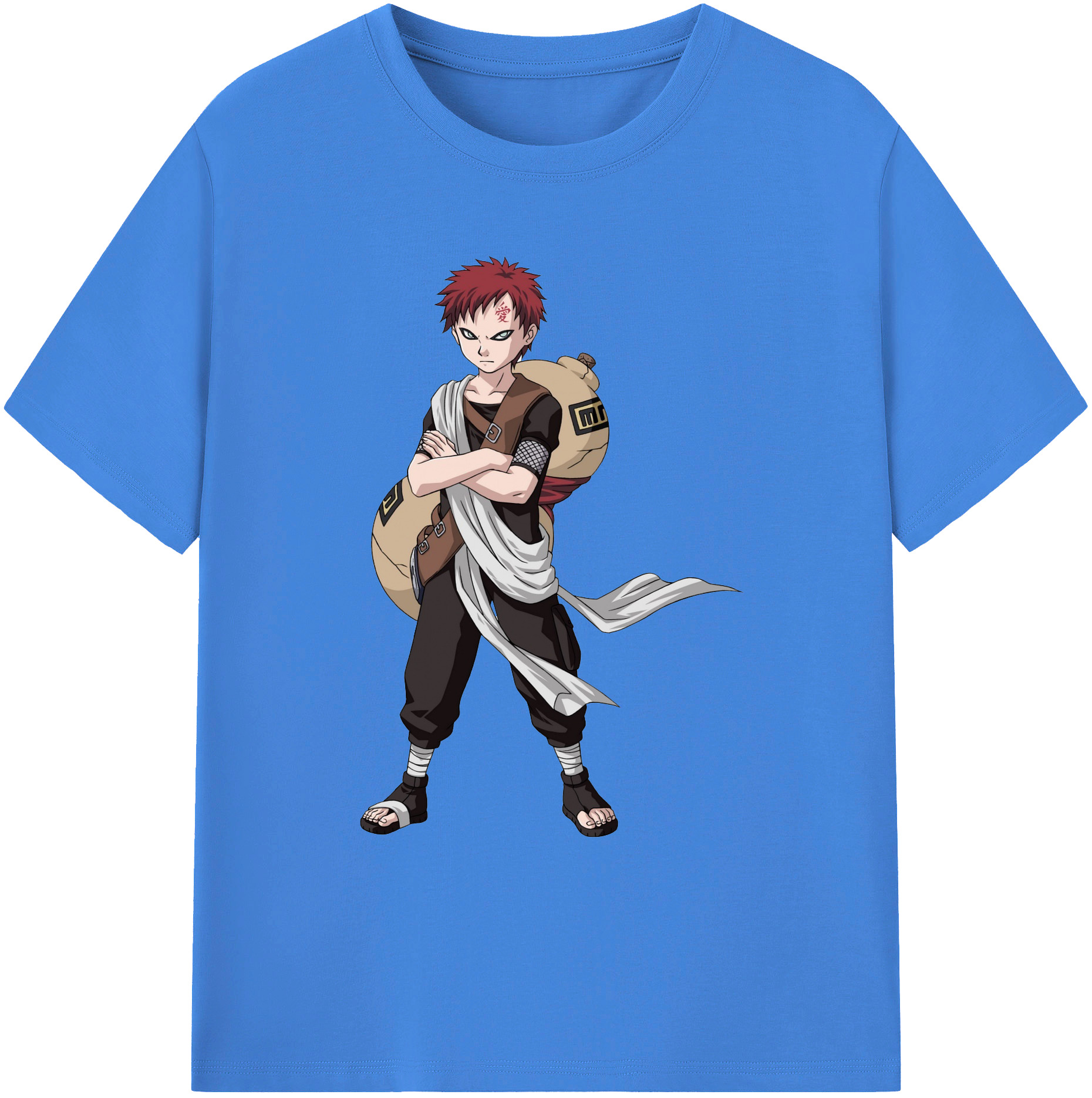 （画像用） NARUTO -ナルト- ガアラ Gaara 綿100％ メンズ半袖Tシャツ｜肌触りやわらか＆通気性