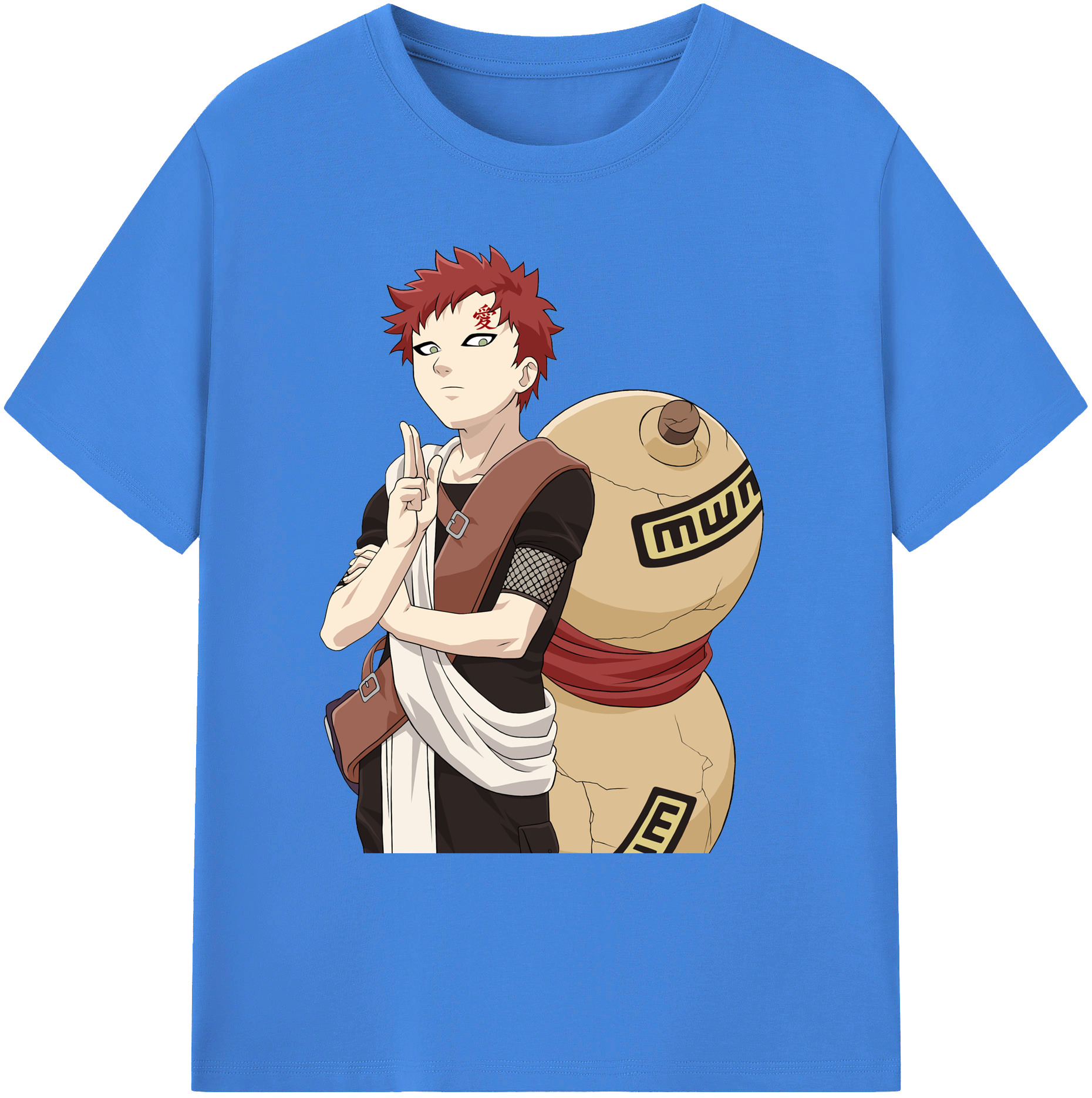 （画像用） NARUTO -ナルト- ガアラ Gaara 綿100％ メンズ半袖Tシャツ｜肌触りやわらか＆通気性