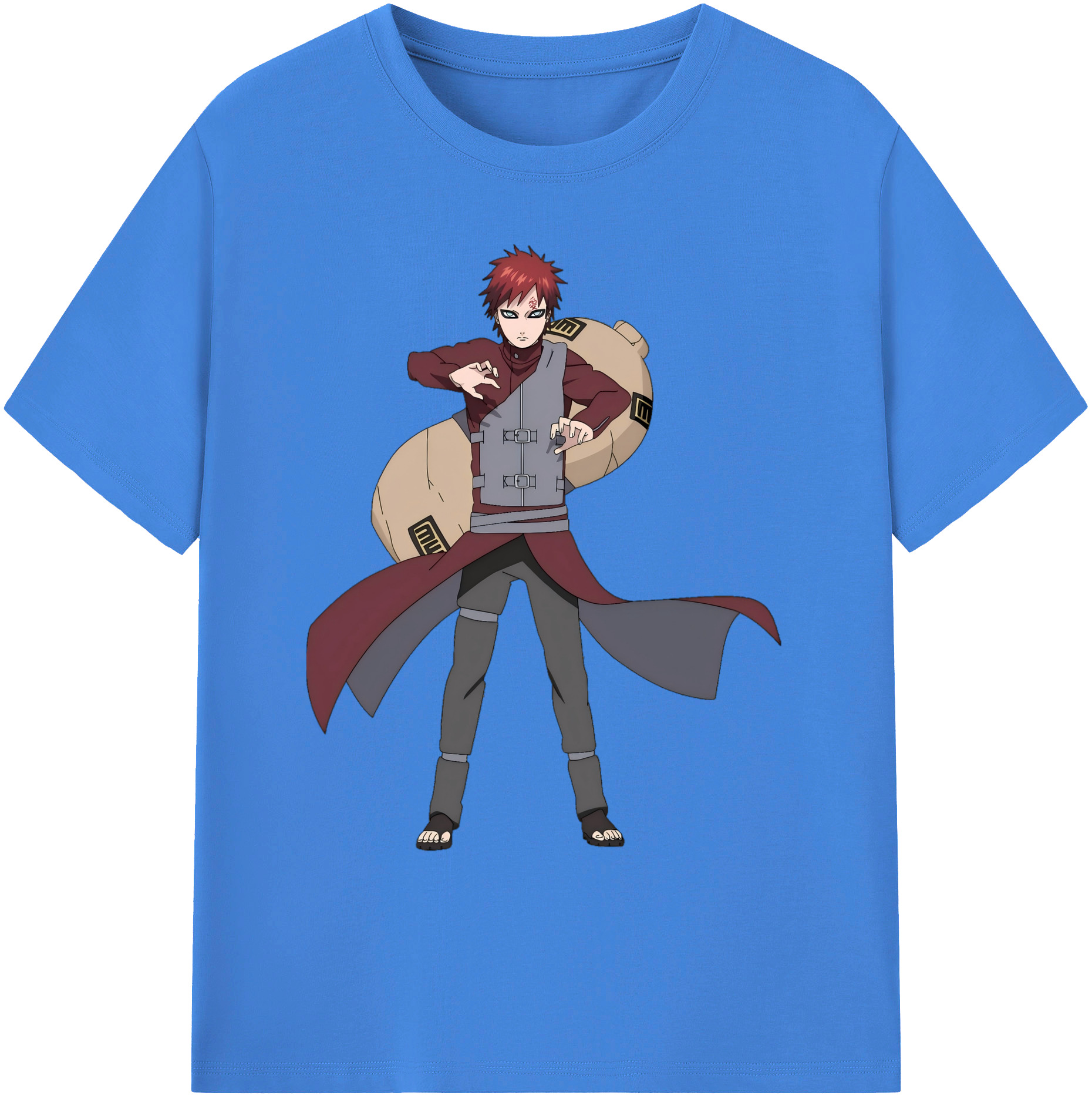 （画像用） NARUTO -ナルト- ガアラ Gaara 綿100％ メンズ半袖Tシャツ｜肌触りやわらか＆通気性