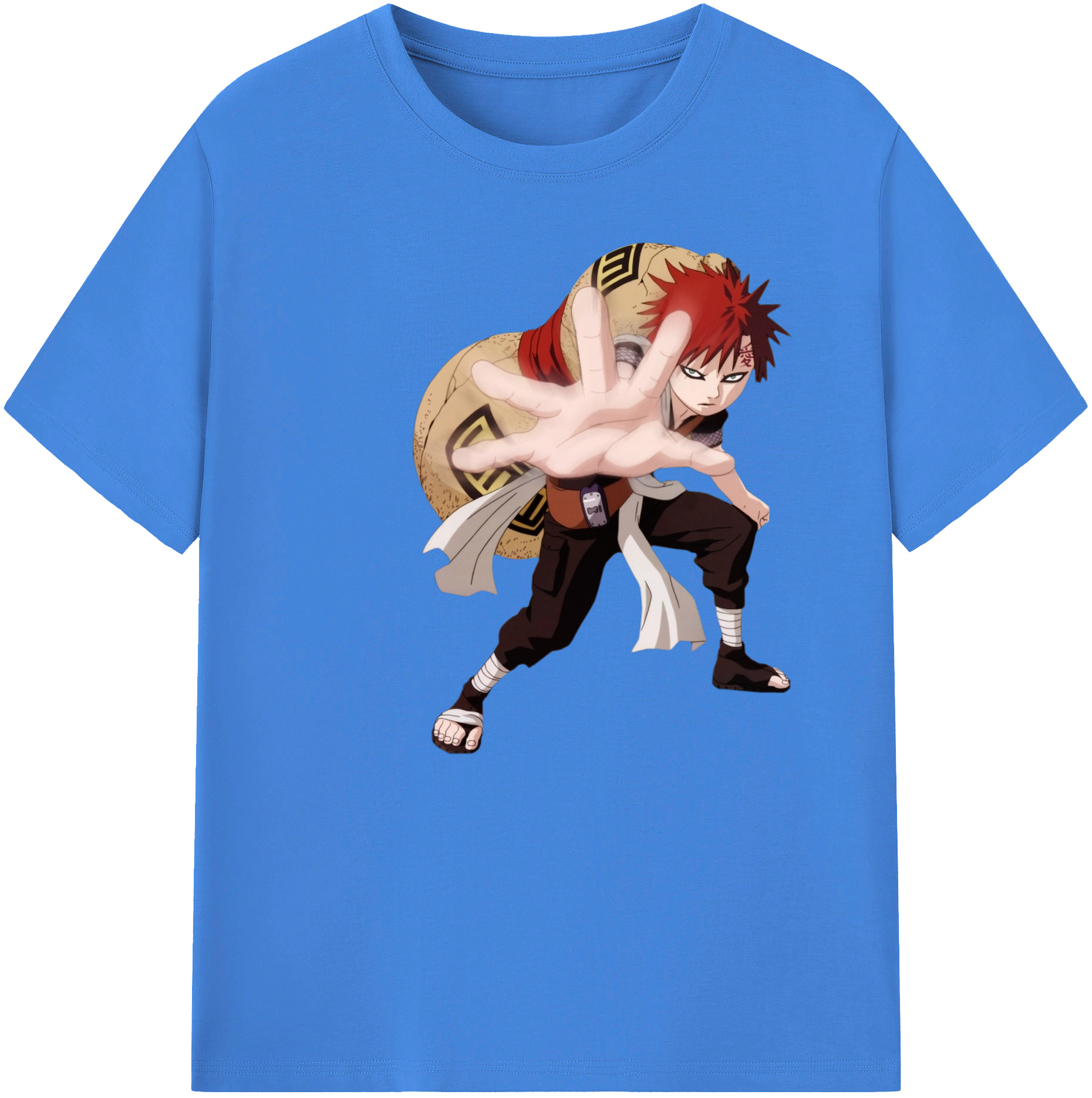 （画像用） NARUTO -ナルト- ガアラ Gaara 綿100％ メンズ半袖Tシャツ｜肌触りやわらか＆通気性