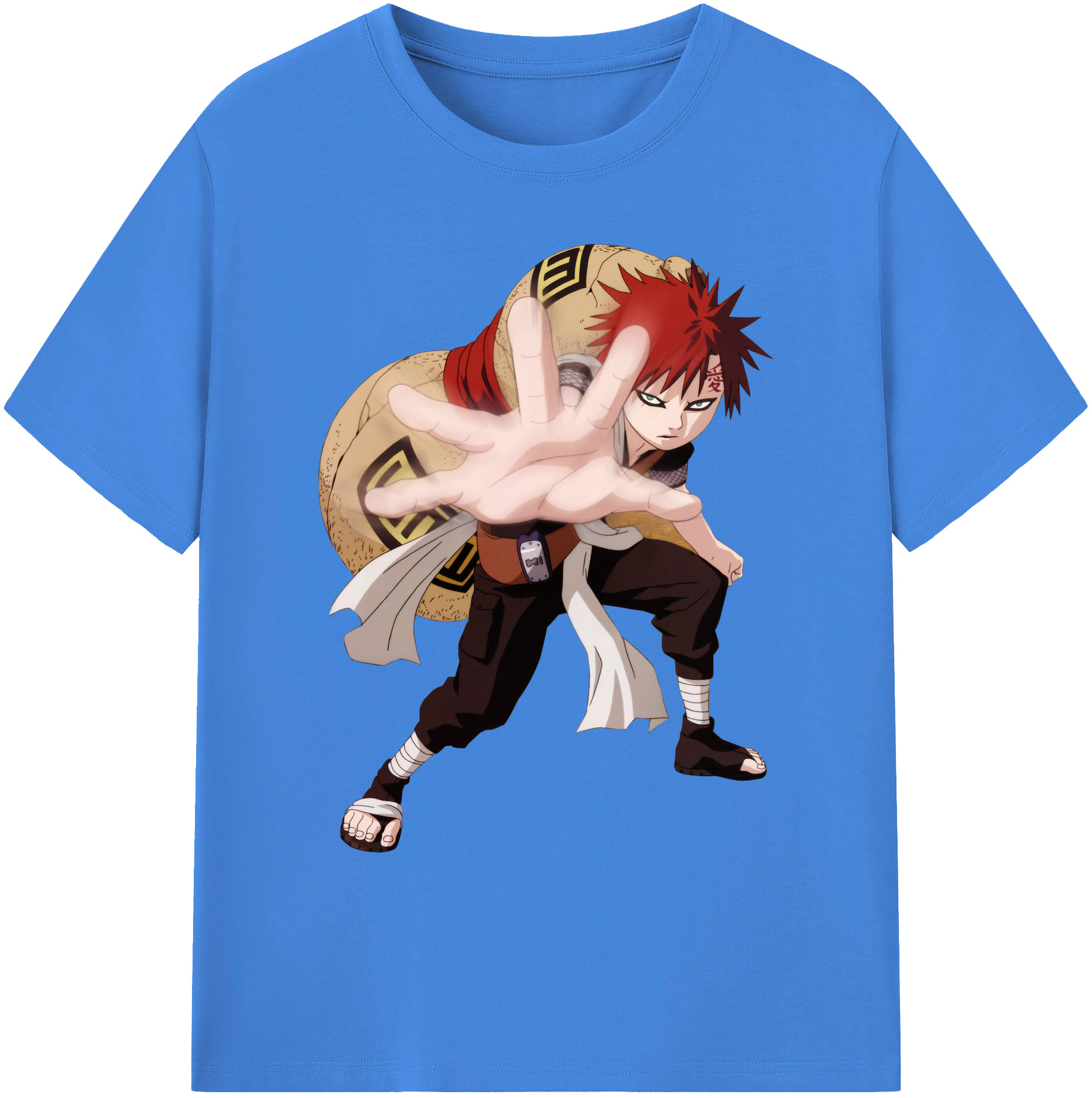 （画像用） NARUTO -ナルト- ガアラ Gaara 綿100％ メンズ半袖Tシャツ｜肌触りやわらか＆通気性