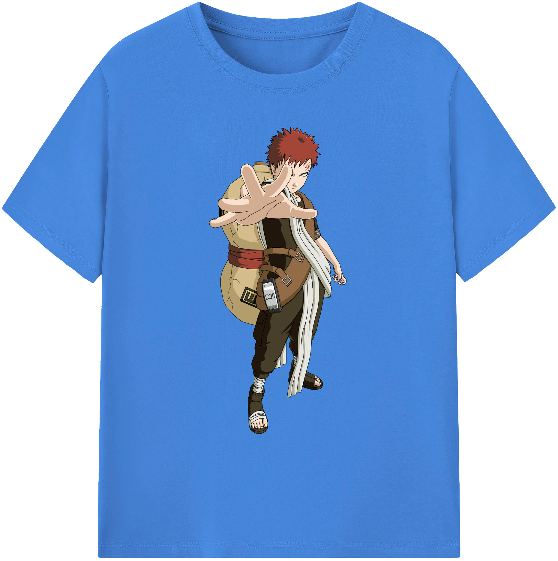 （画像用） NARUTO -ナルト- ガアラ Gaara 綿100％ メンズ半袖Tシャツ｜肌触りやわらか＆通気性