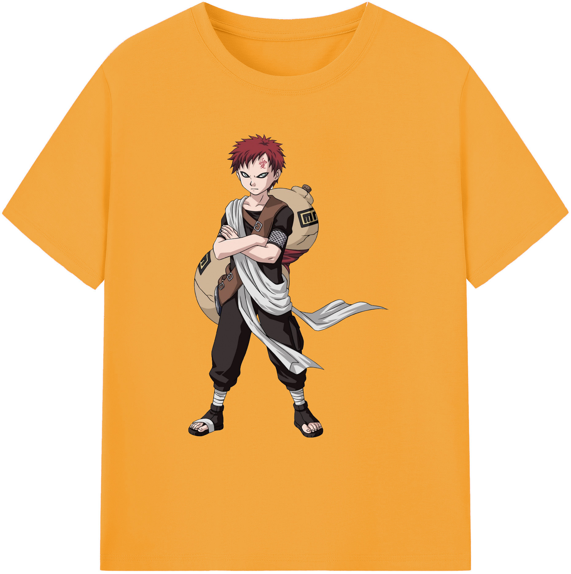 （画像用） NARUTO -ナルト- ガアラ Gaara 綿100％ メンズ半袖Tシャツ｜肌触りやわらか＆通気性