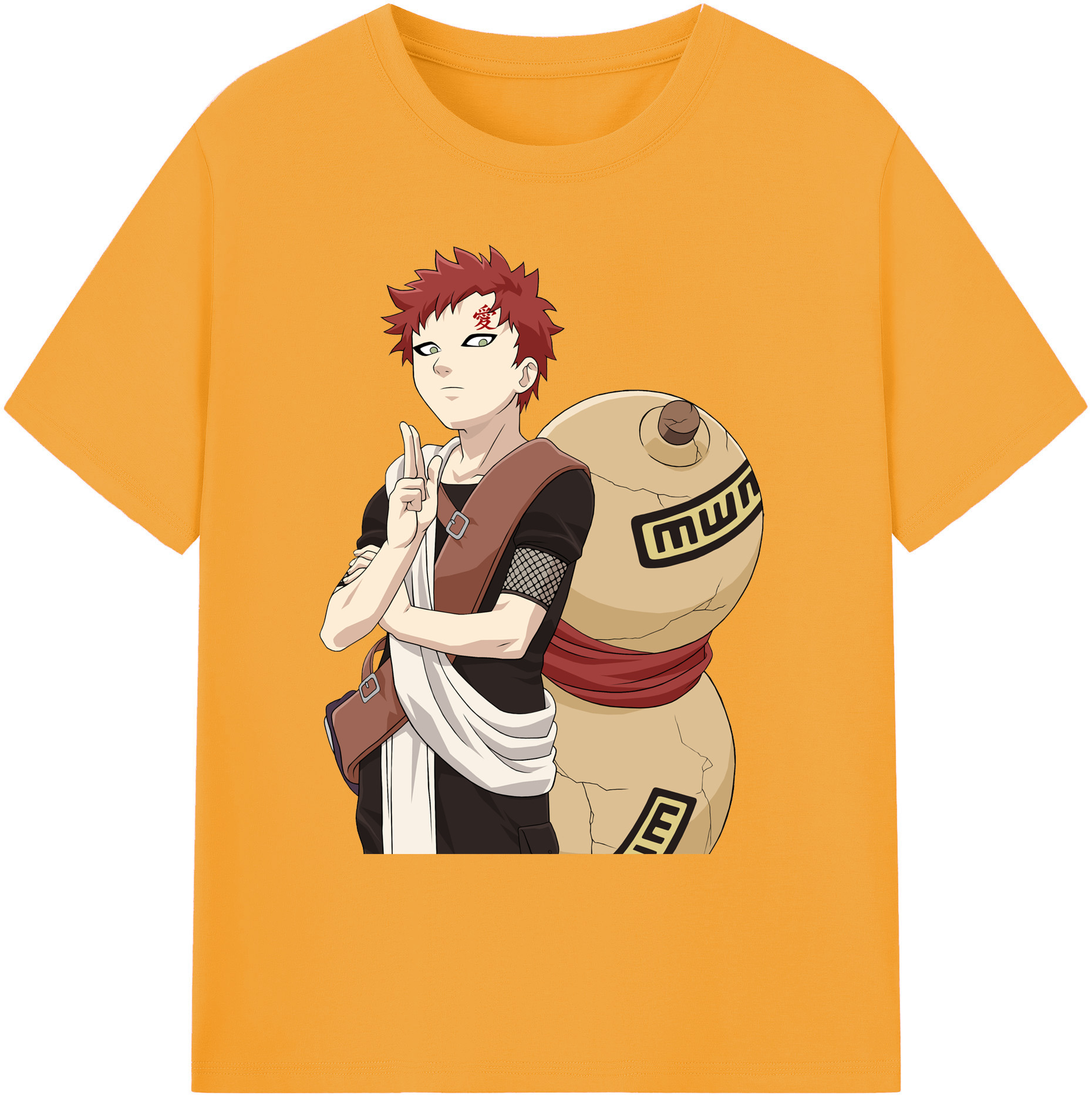 （画像用） NARUTO -ナルト- ガアラ Gaara 綿100％ メンズ半袖Tシャツ｜肌触りやわらか＆通気性
