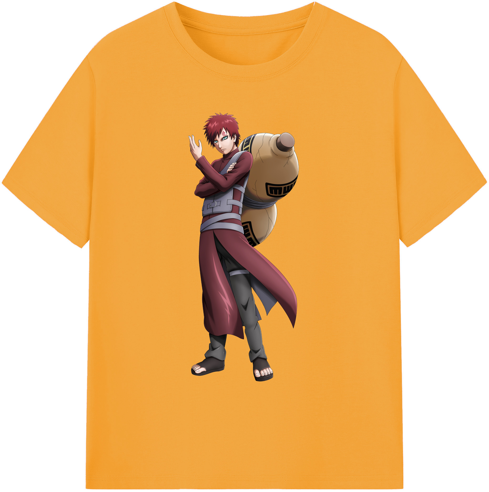 （画像用） NARUTO -ナルト- ガアラ Gaara 綿100％ メンズ半袖Tシャツ｜肌触りやわらか＆通気性