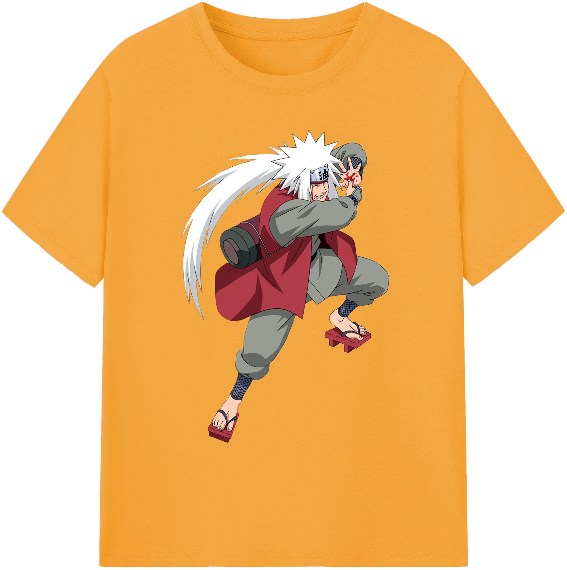 （画像用） NARUTO -ナルト- 自来也（じらいや） Jiraiya 綿100％ メンズ半袖Tシャツ｜肌触りやわらか＆通気性